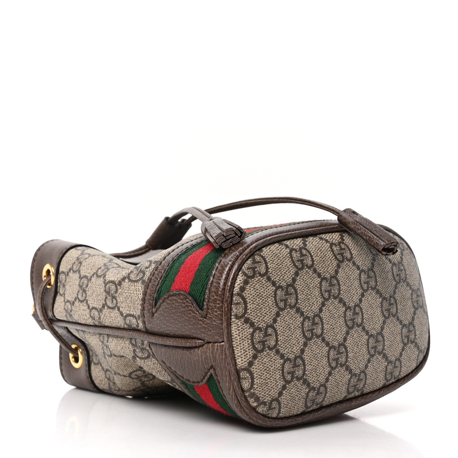GG Supreme Monogram Web Mini Ophidia Bucket Bag Brown