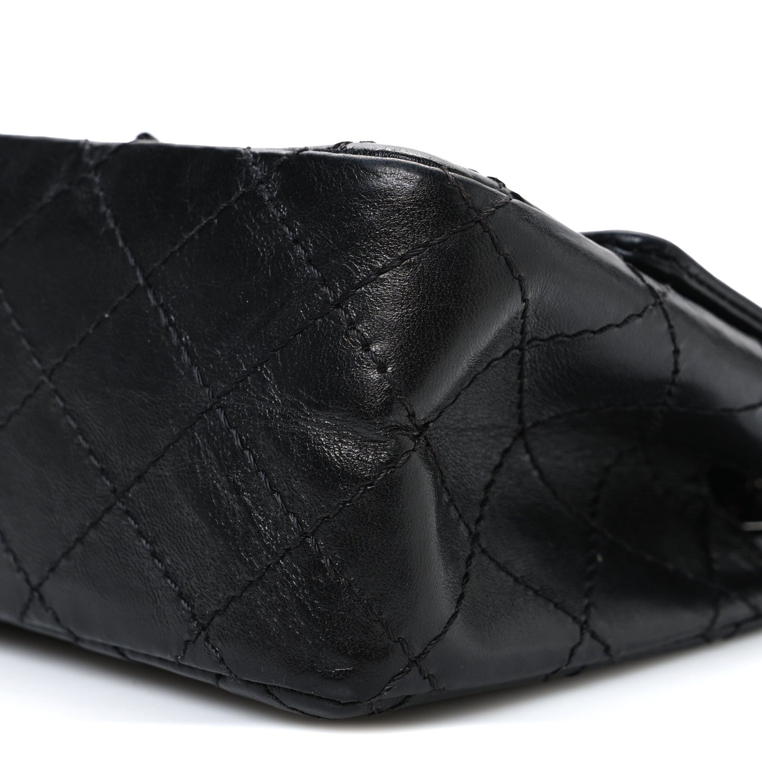 Aged Calfskin Quilted 2.55 Reissue Mini Flap So Black
