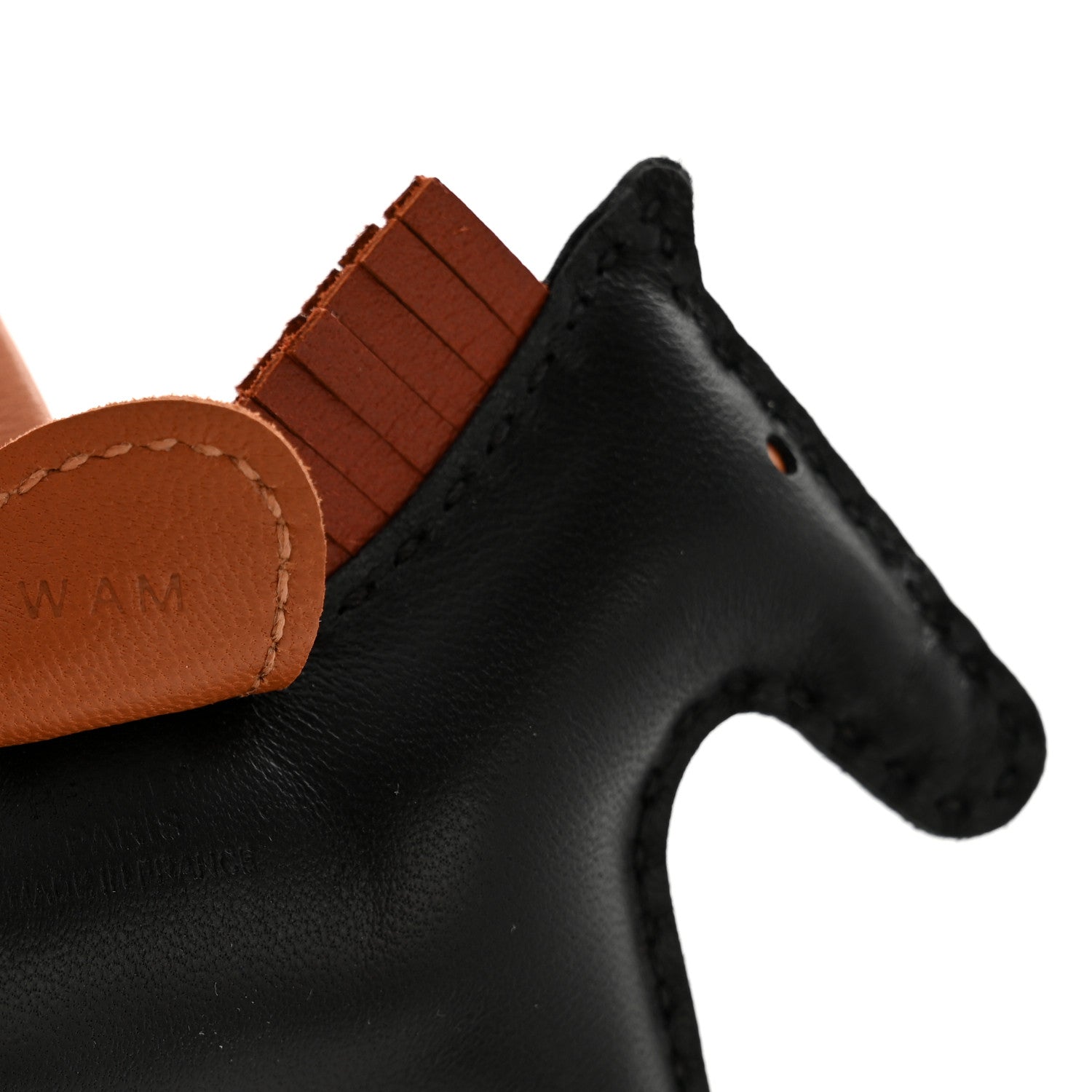 Milo Lambskin Grigri Rodeo Horse Bag Charm PM Black Sienne Gold