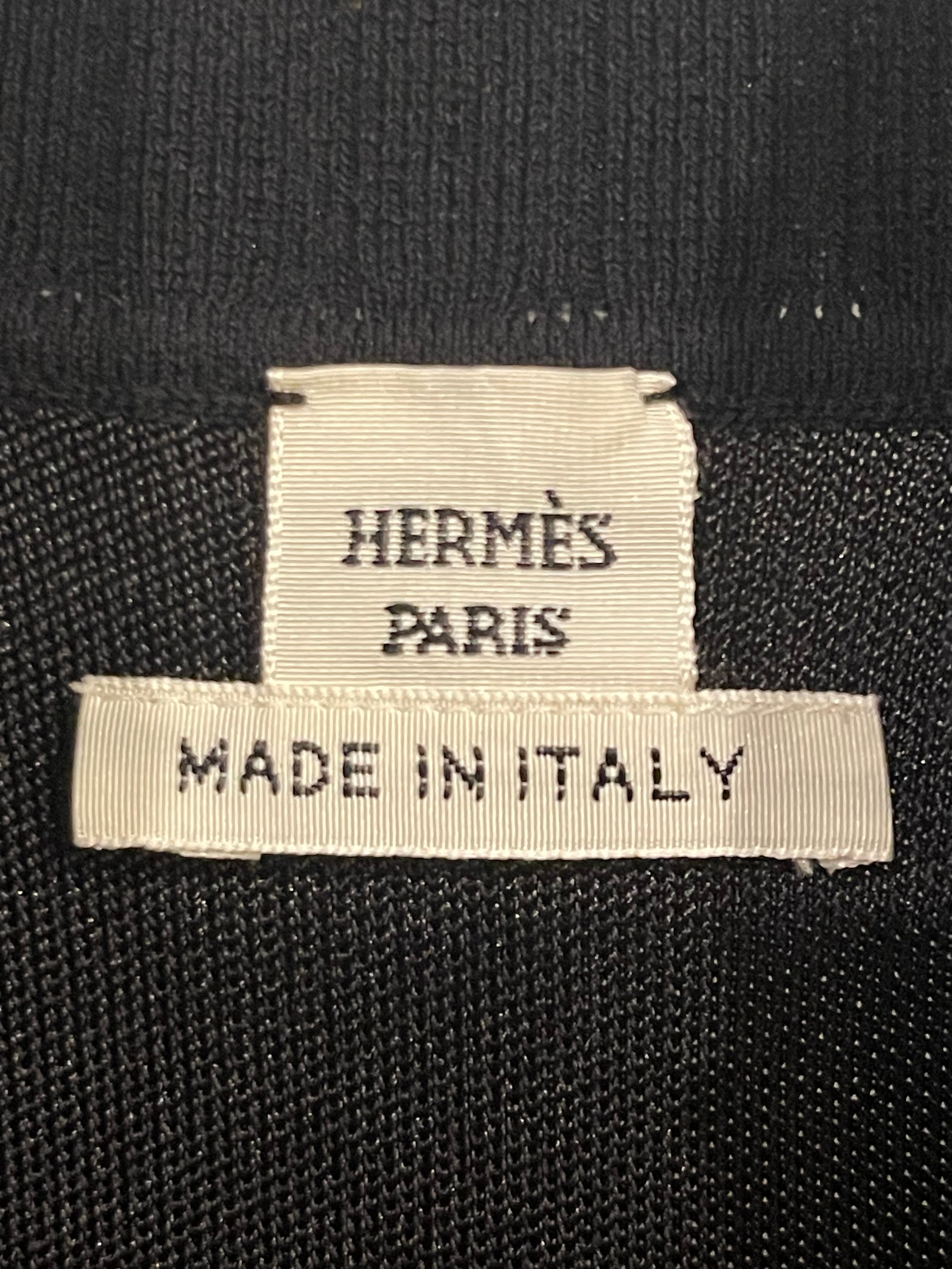 Hermès Black Ruffle Long Sleeve Top with Collar Detail Size FR 34 (UK 6)