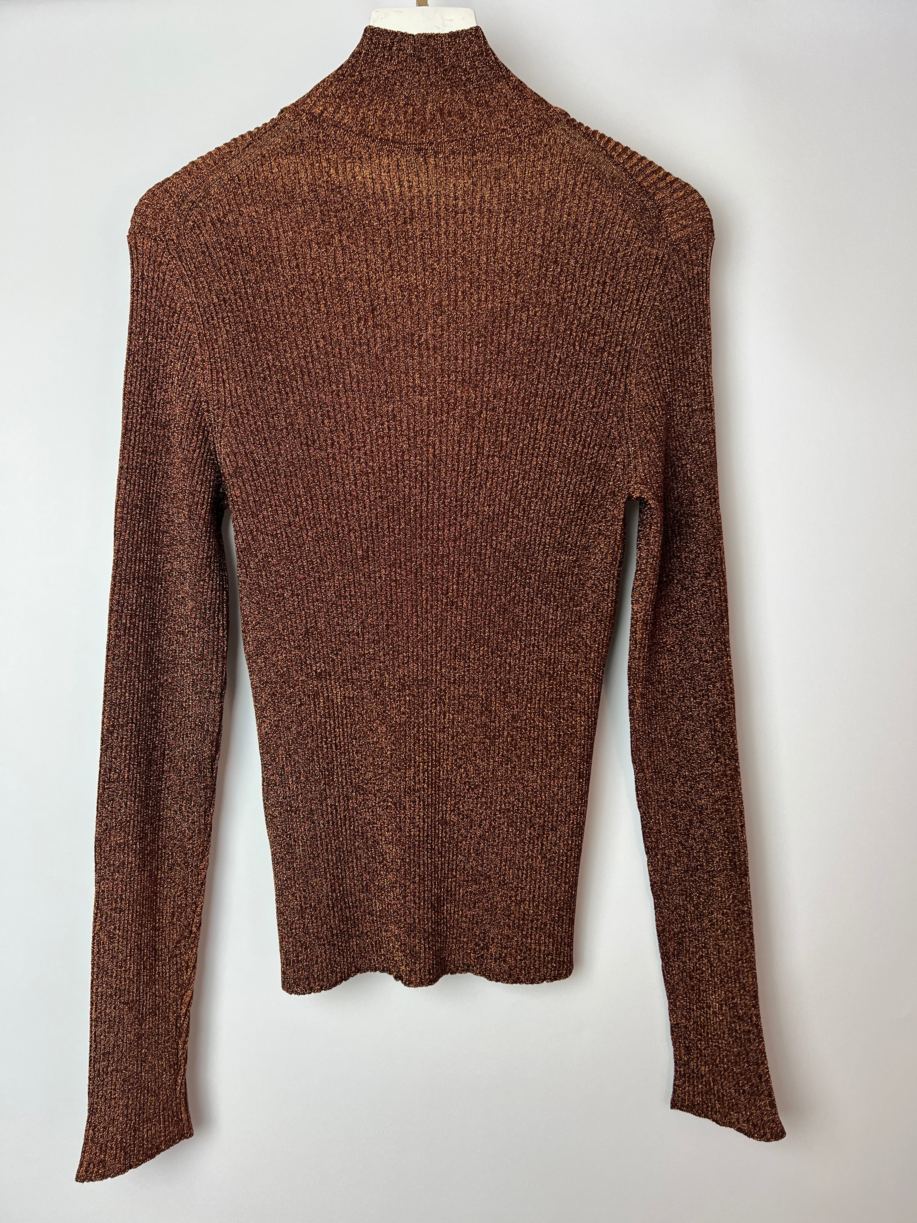 Hermès Bronze Metallic Knitted Longsleeve Jumper Size FR 34 (UK 6)