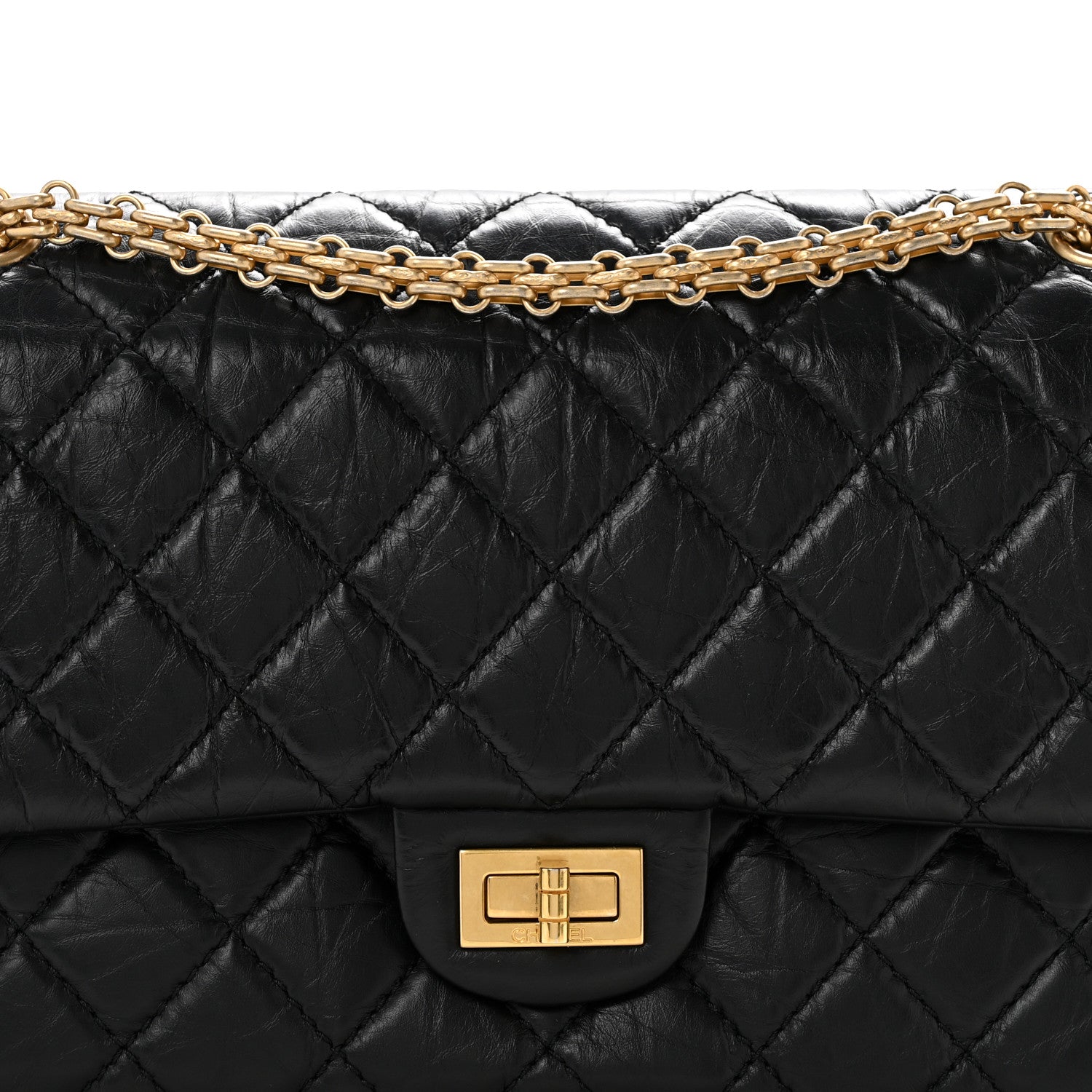 Aged Calfskin Quilted 2.55 Reissue 226 Flap Black