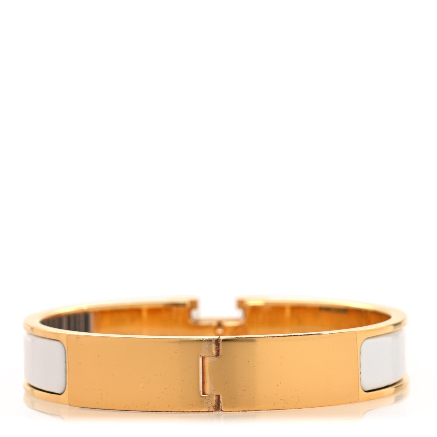 Enamel Narrow Clic Clac H Bracelet GM White