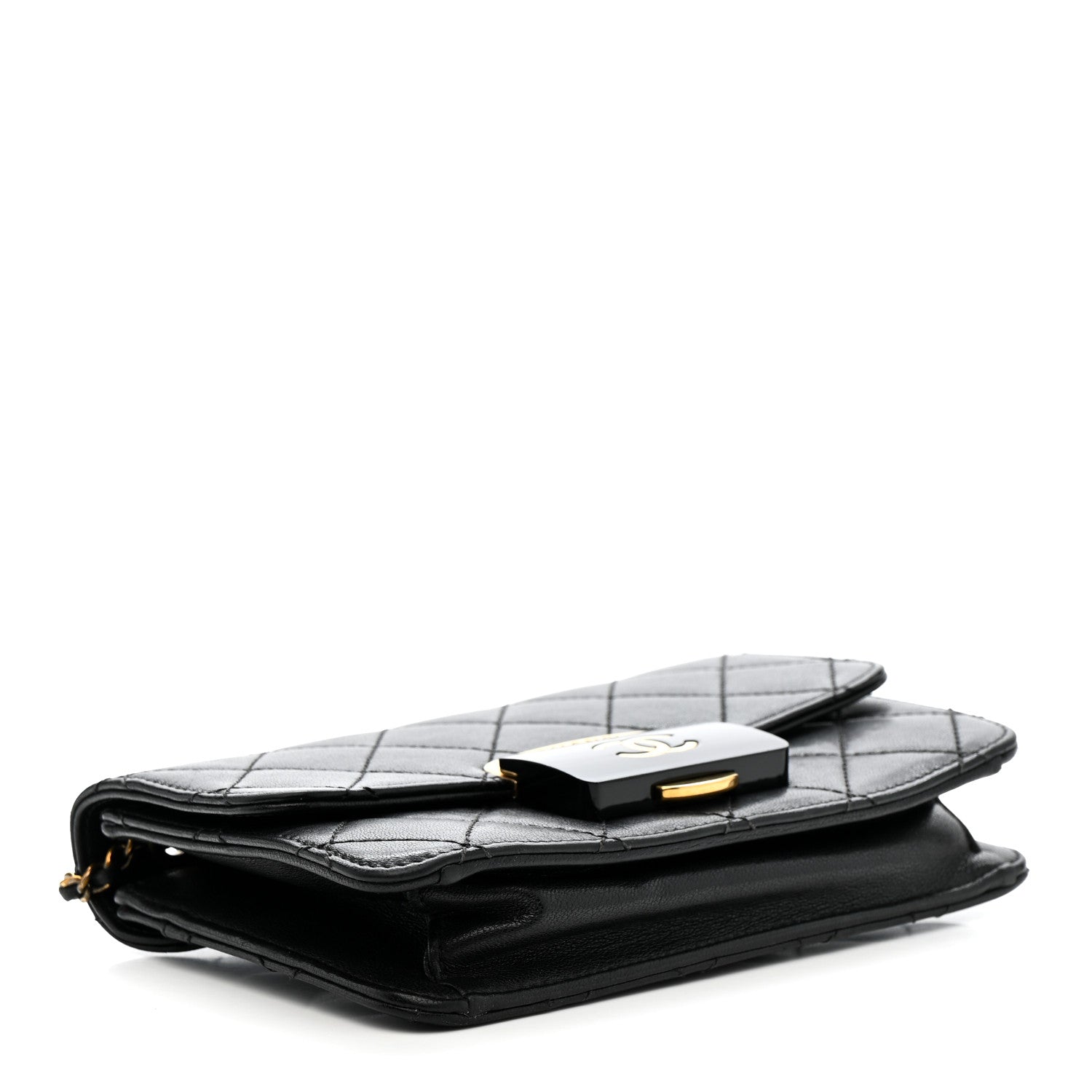 Sheepskin Quilted Mini Beauty Lock Flap Black