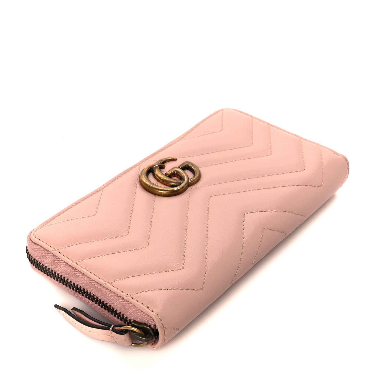 Calfskin Matelasse GG Marmont Zip Around Wallet Perfect Pink