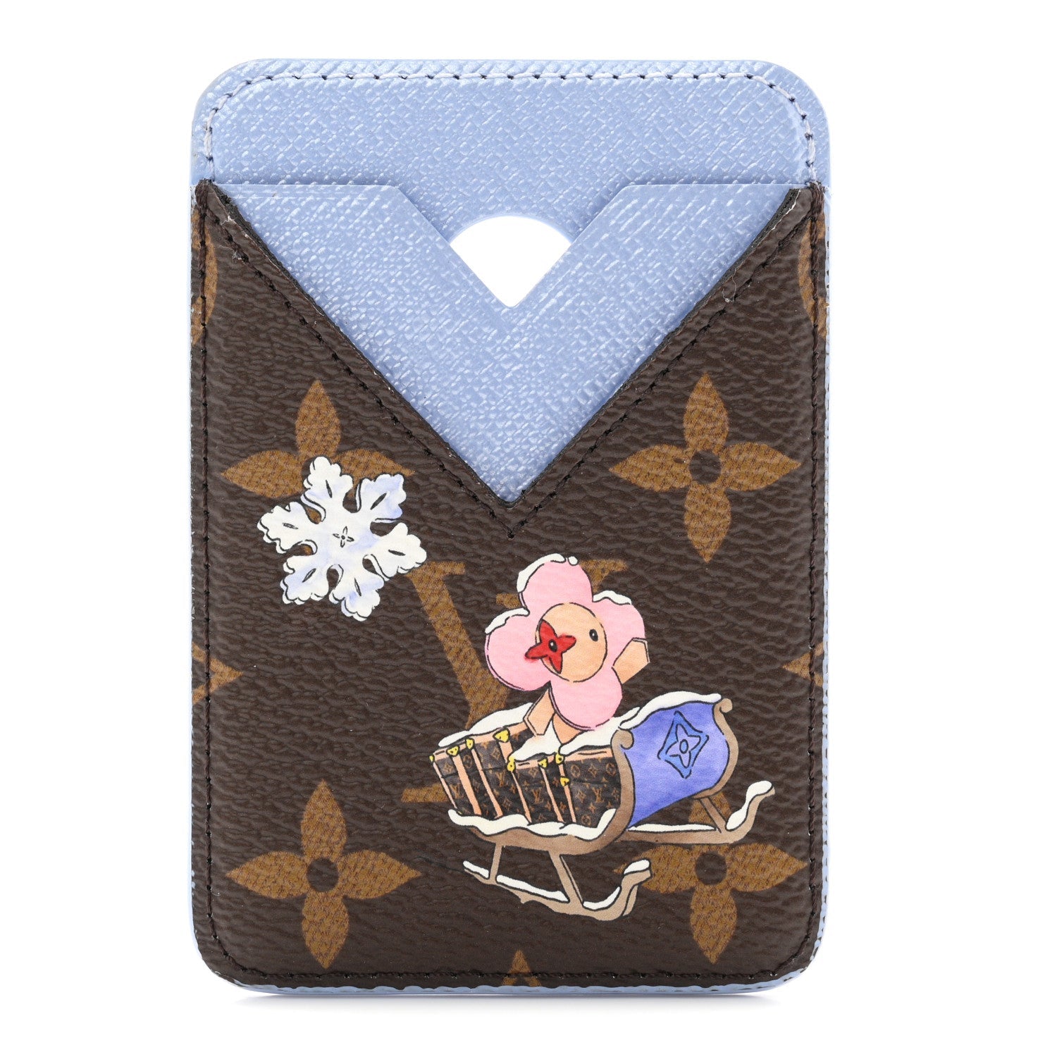 Monogram Magnet Vivienne Card Holder Blue Frost