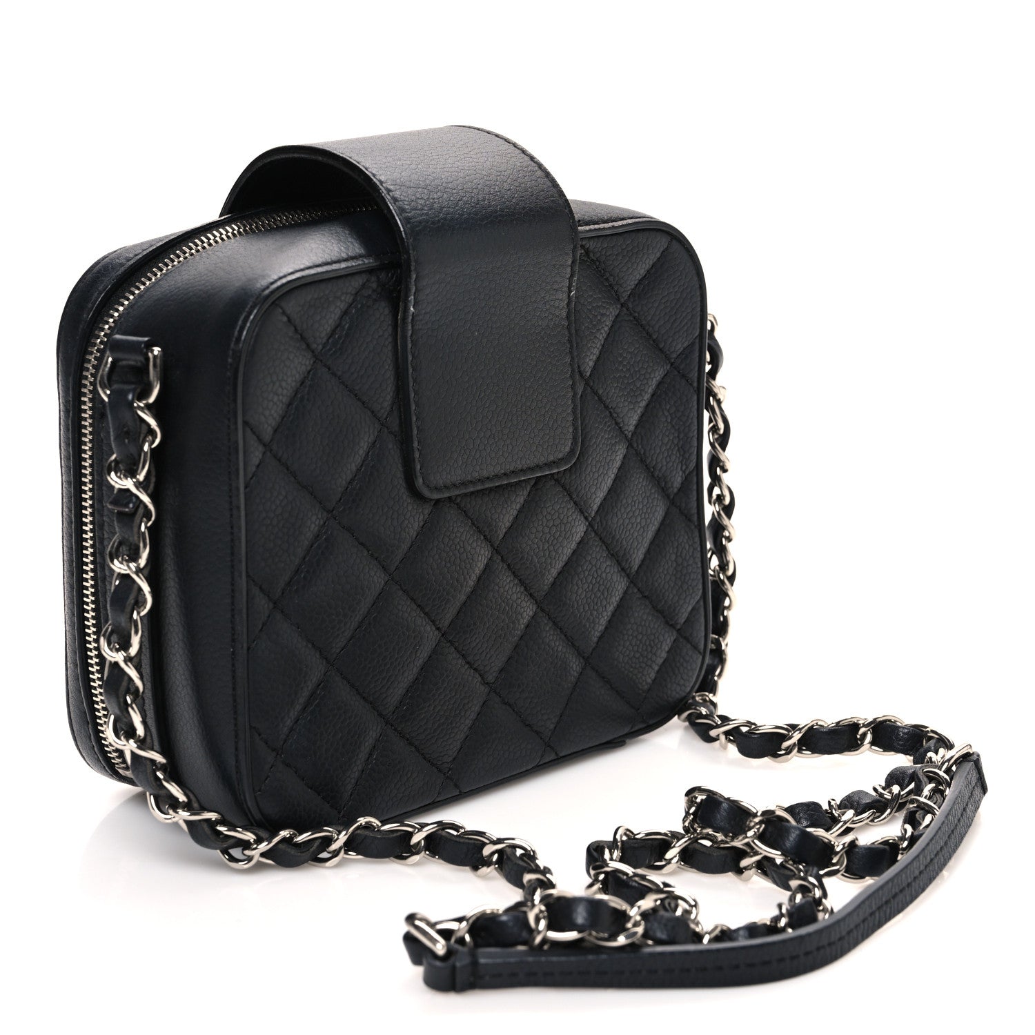 Lambskin Quilted Mini CC Box Camera Bag Black