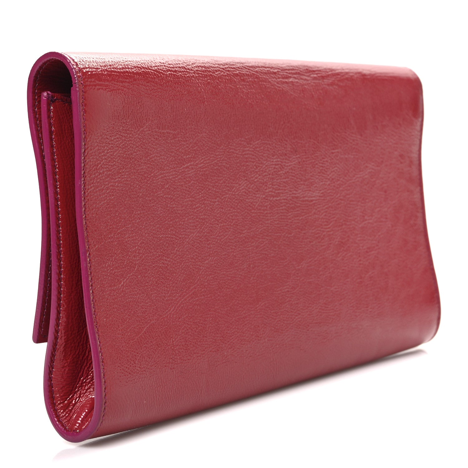 Textured Patent Monogram Large Belle De Jour Clutch Red