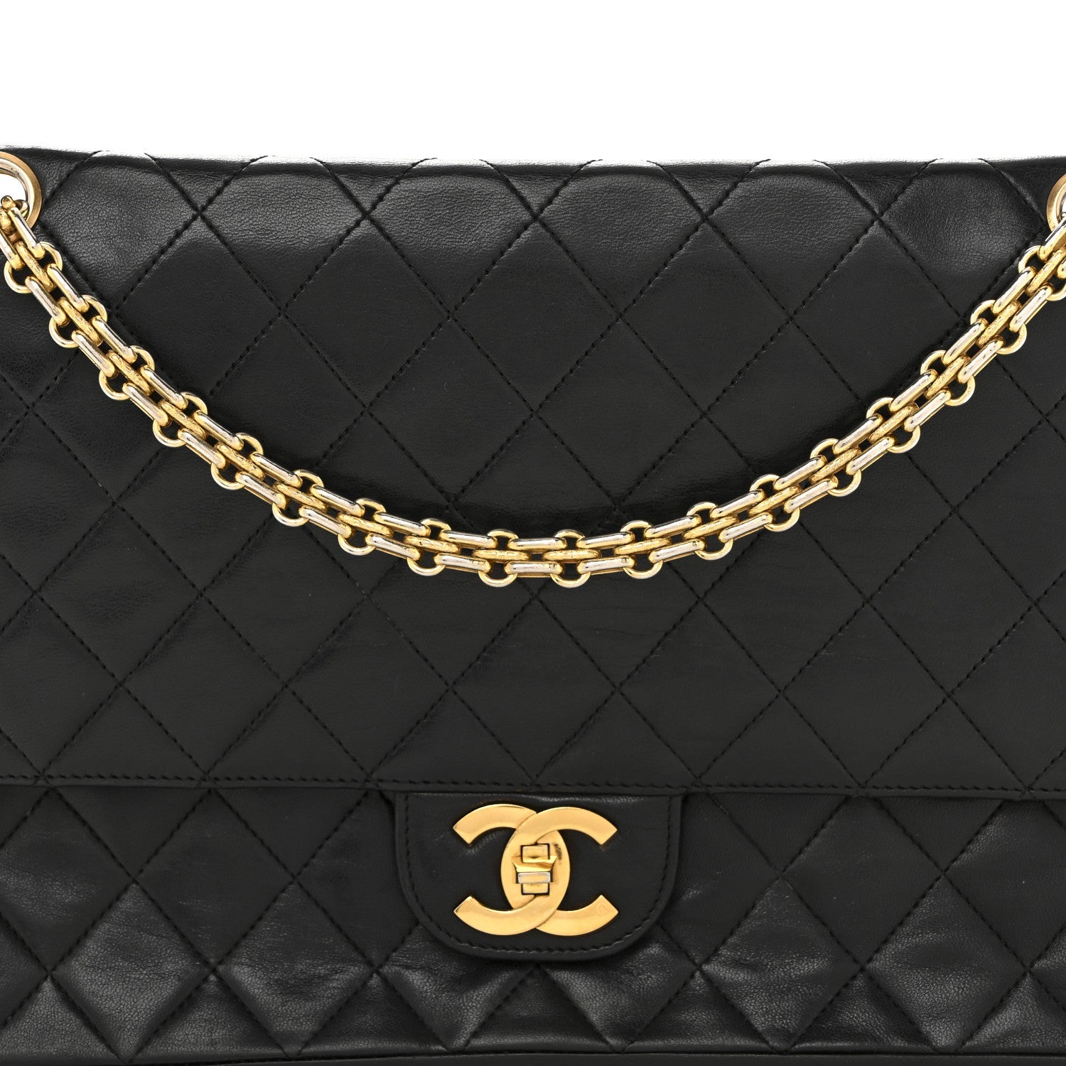Lambskin Quilted Small Double Flap Black