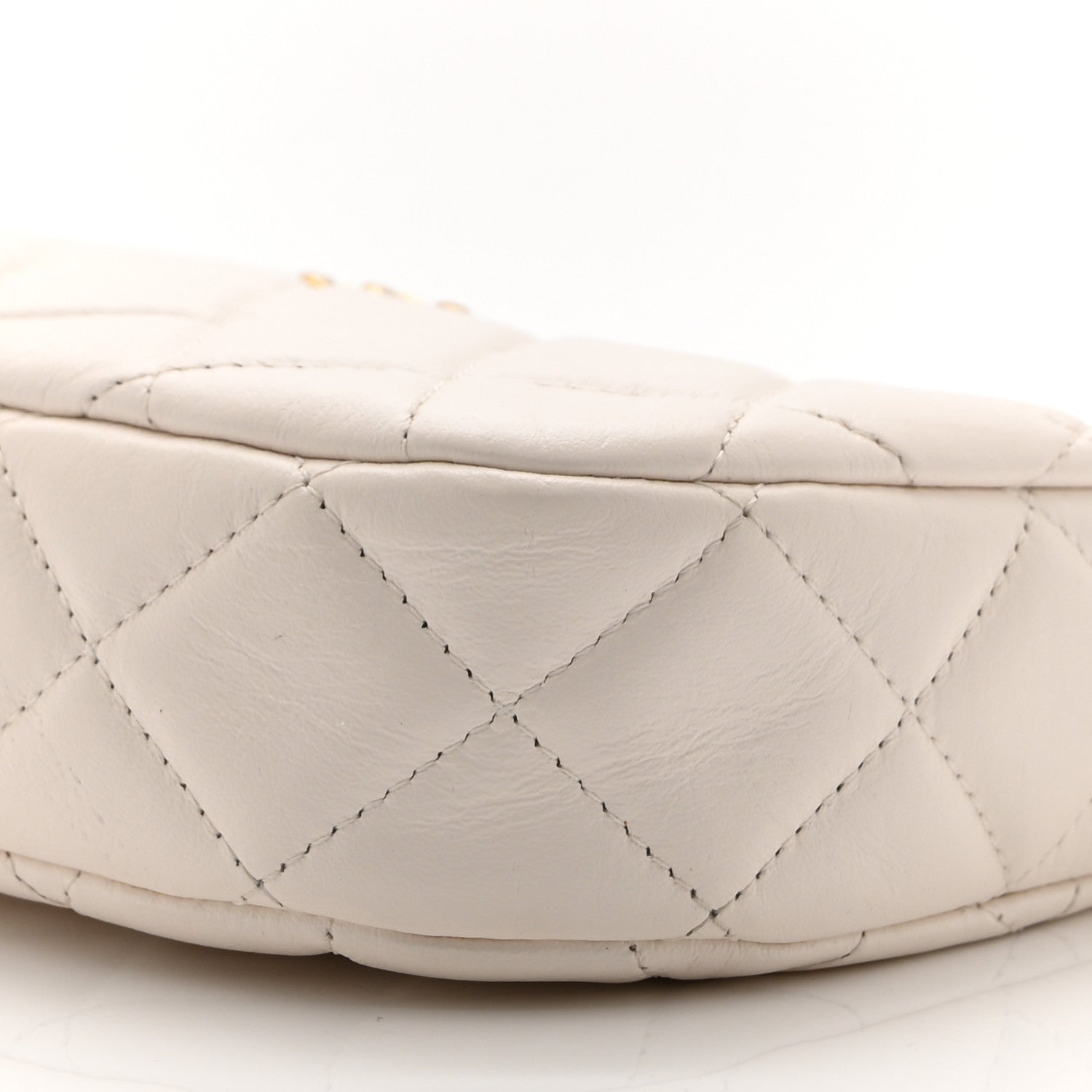 Aged Calfskin Quilted Small Chanel 19 Hobo White