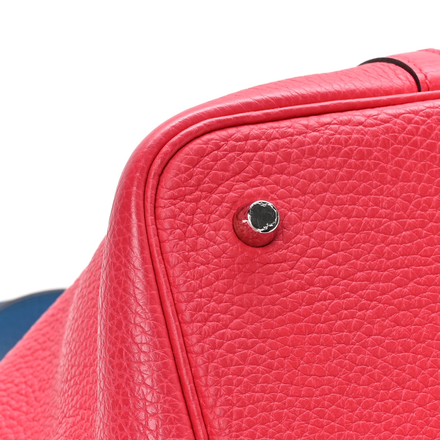 Taurillon Clemence Casaque Picotin Lock 22 MM Rouge De Coeur Rose Extreme Bleu Zanzibar
