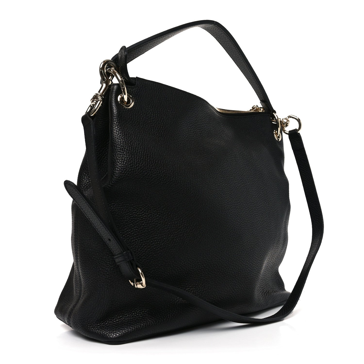 Pebbled Calfskin Large Soho Hobo Black