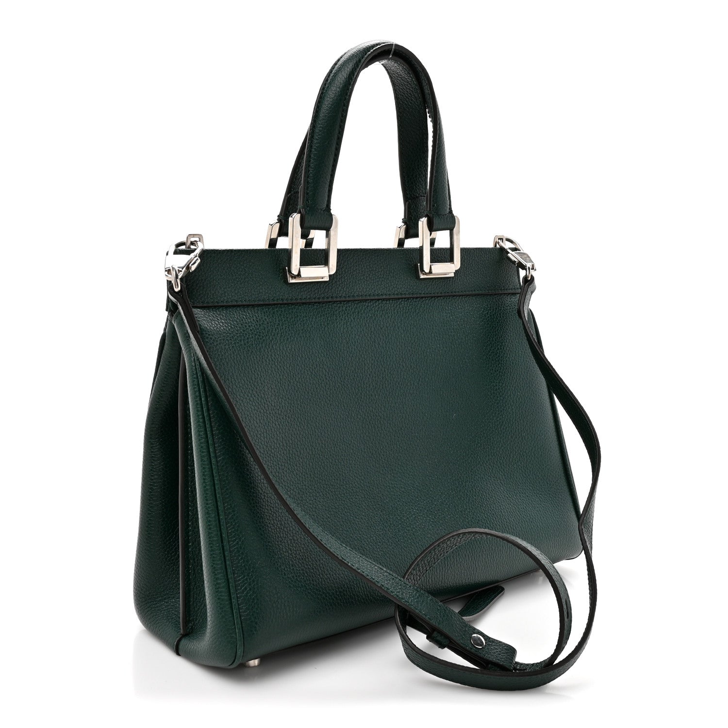 Grainy Calfskin Small Zumi Top Handle Bag Vintage Green