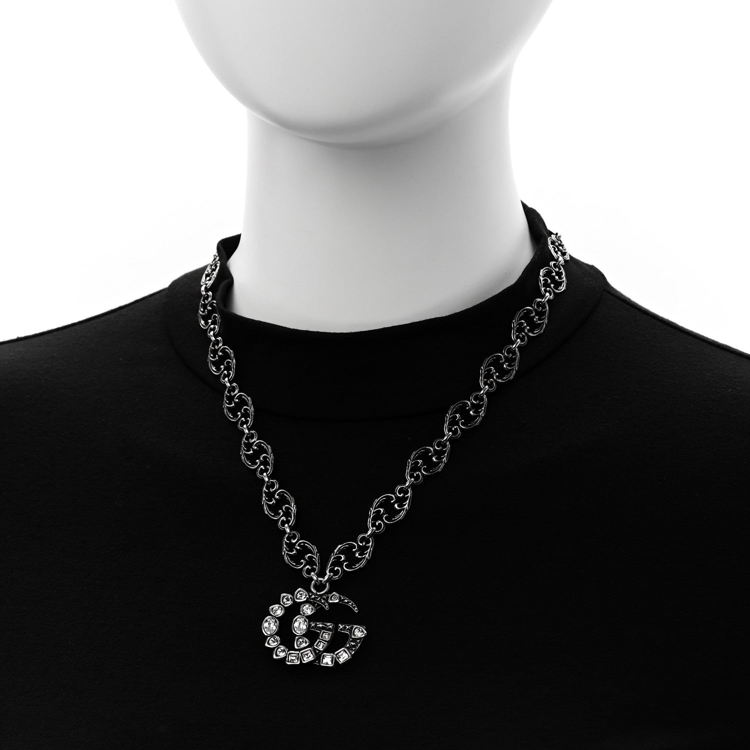 Metal Crystal Marmont Necklace Aged Silver