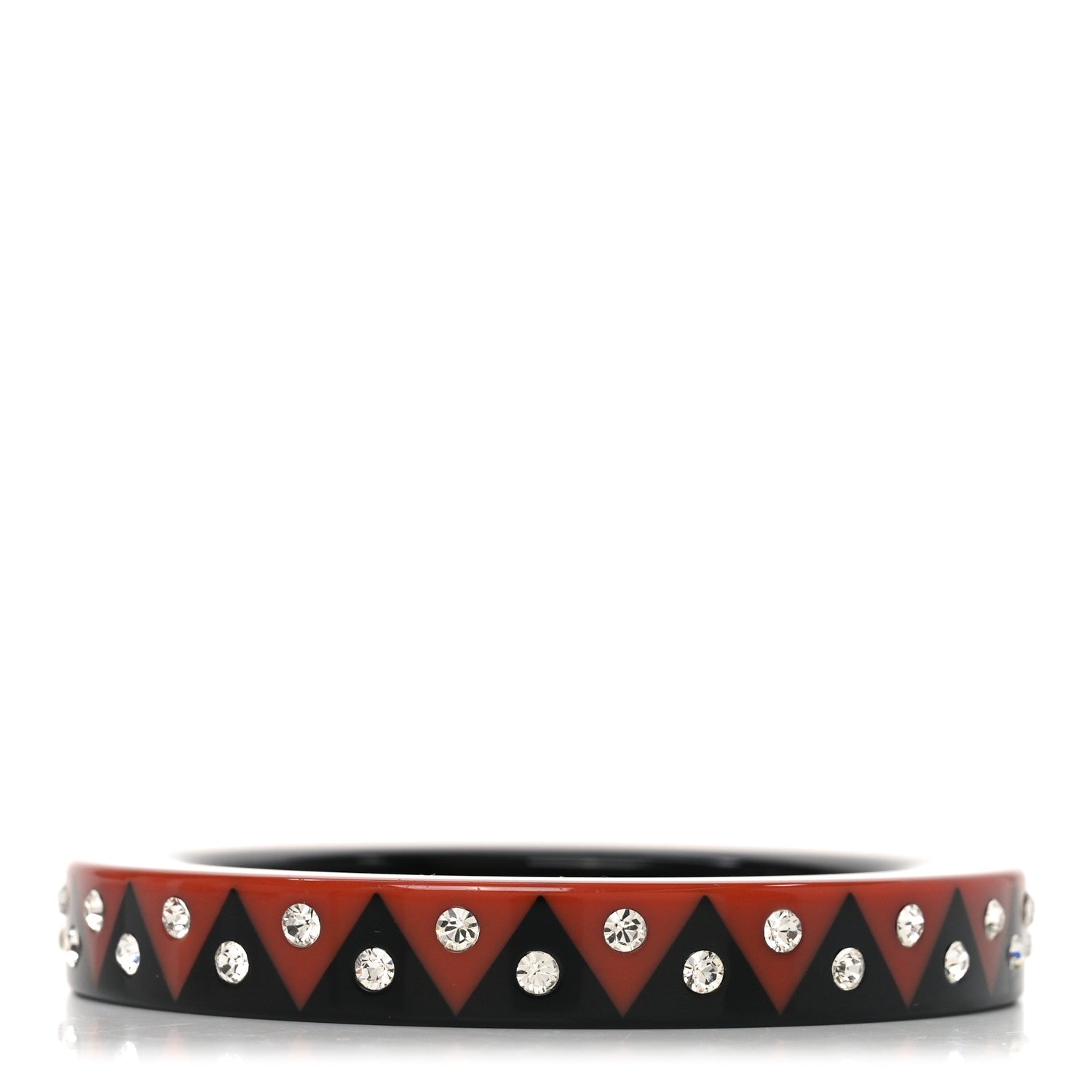 Crystal Resin Zigzag Bangle Bracelet M Black Caramel