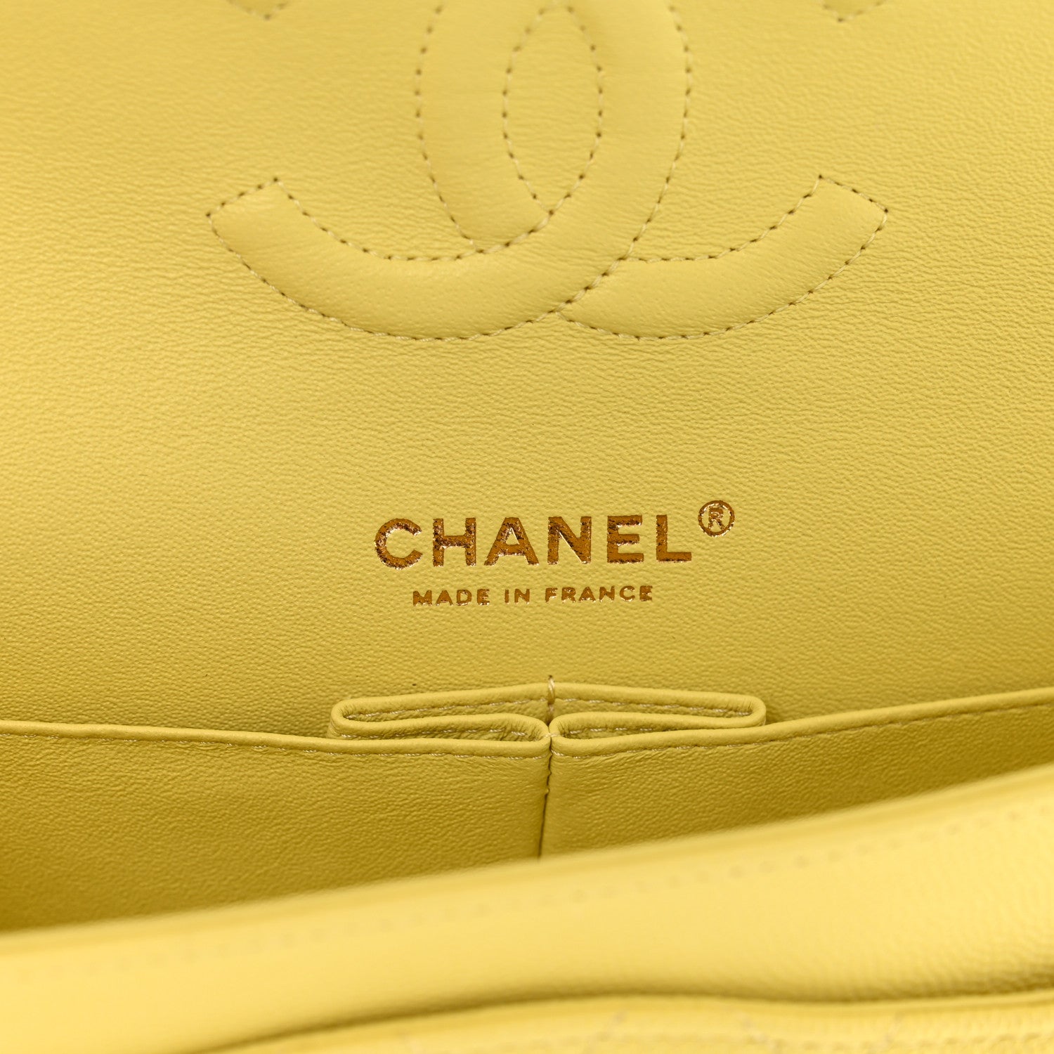 Caviar Quilted Medium Double Flap Yellow