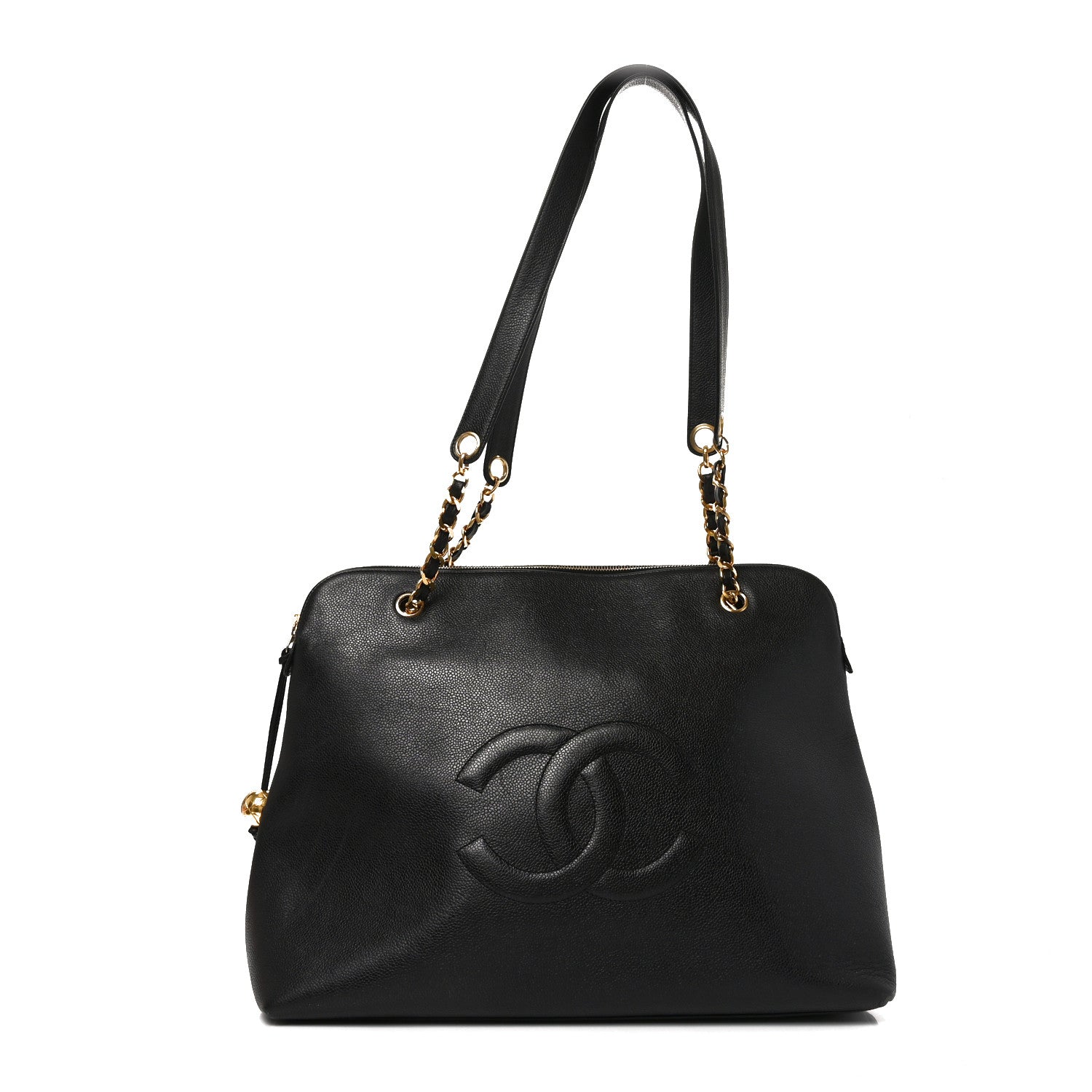 Caviar Large CC Shoulder Bag Black