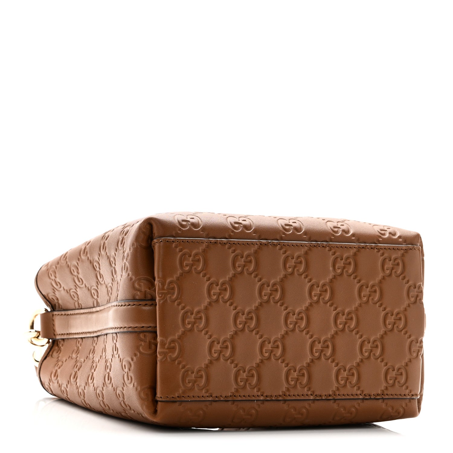 GG Calfskin Embossed Emblem Small Bucket Bag Brown