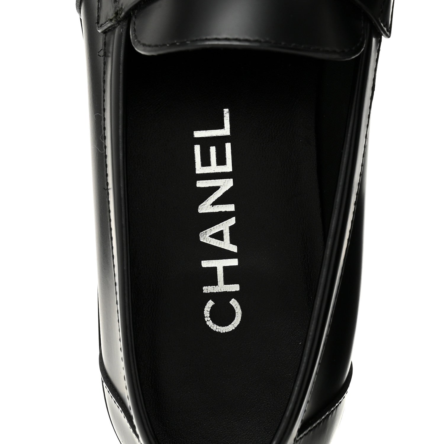 Calfskin Metal CC Loafers 38.5 Black