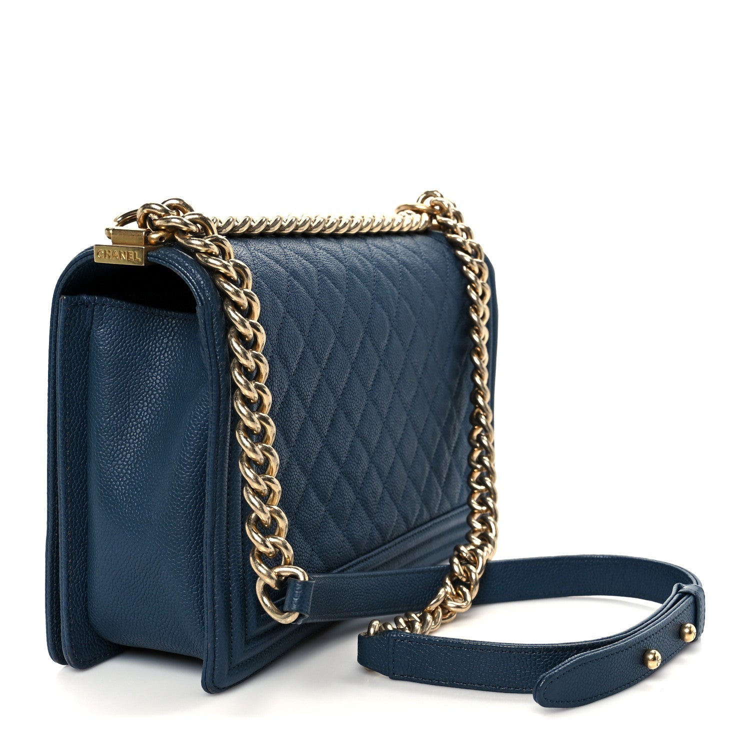 Caviar Quilted New Medium Boy Flap Blue