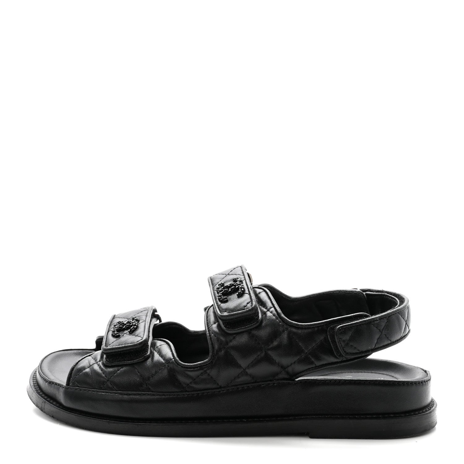Lambskin Velcro Dad Sandals 38.5 Black