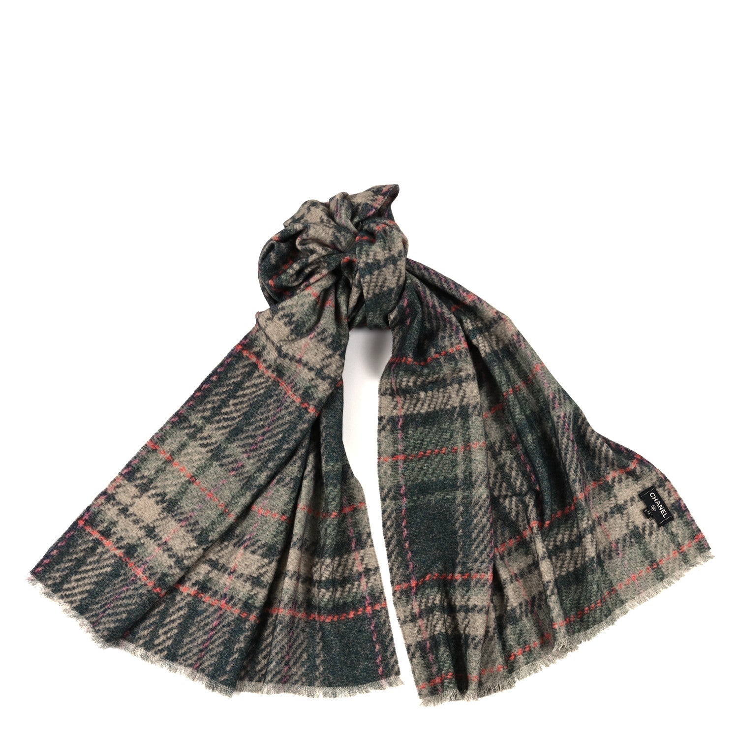 Cashmere CC Plaid Scarf Grey Multicolor