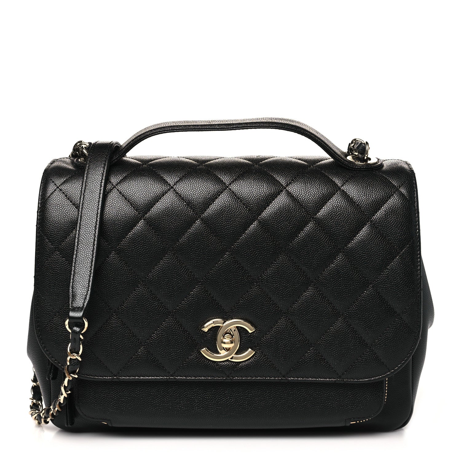 Caviar Quilted Large Business Affinity Flap Black