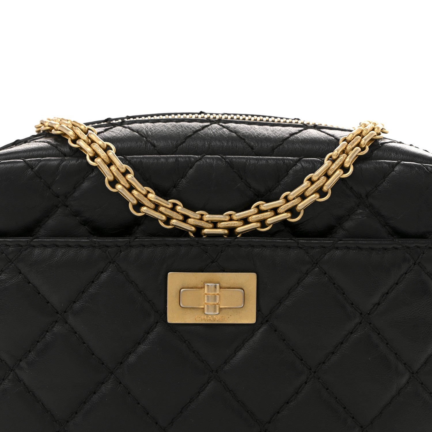 Aged Calfskin Quilted Mini Reissue Camera Case Black