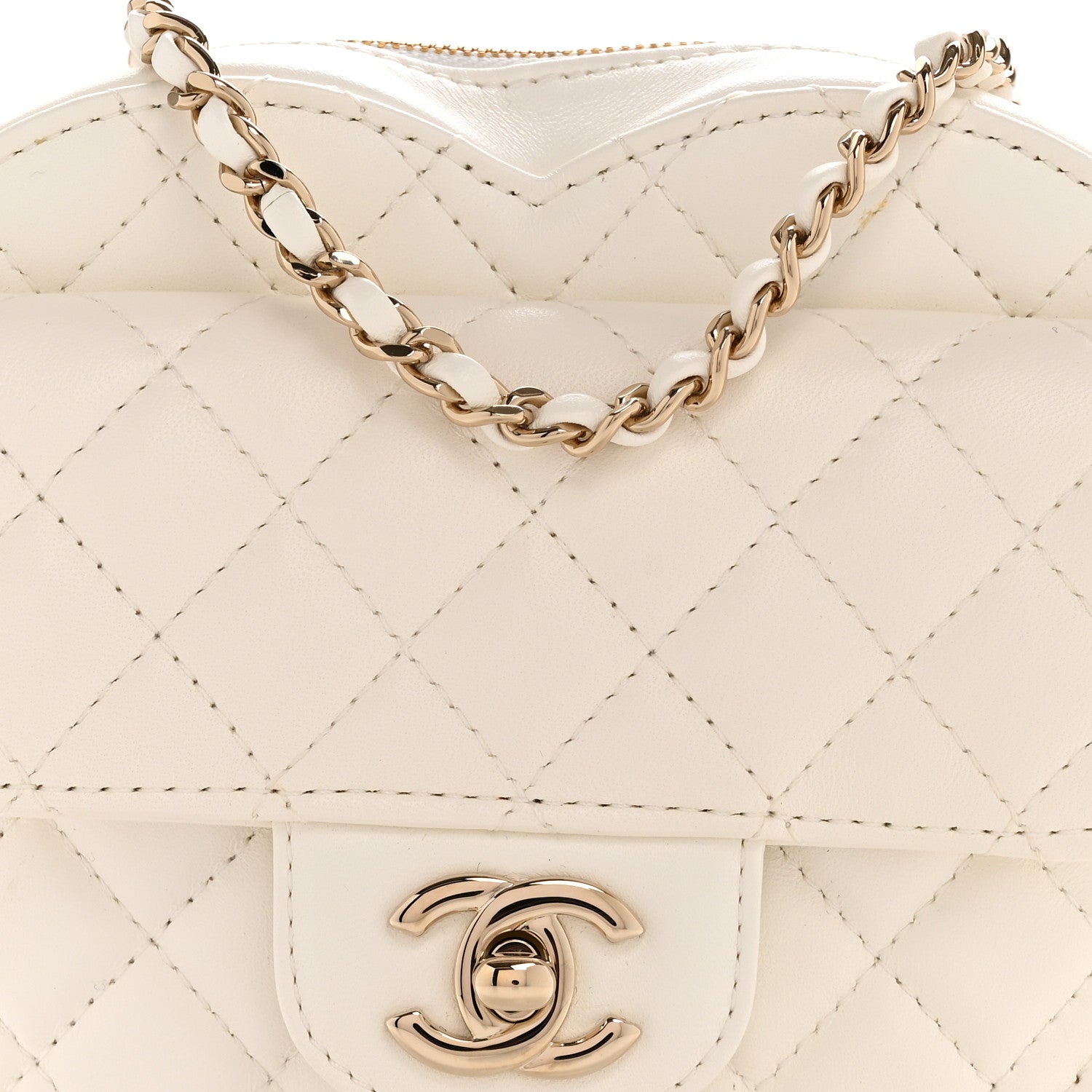 Lambskin Quilted CC In Love Heart Bag White