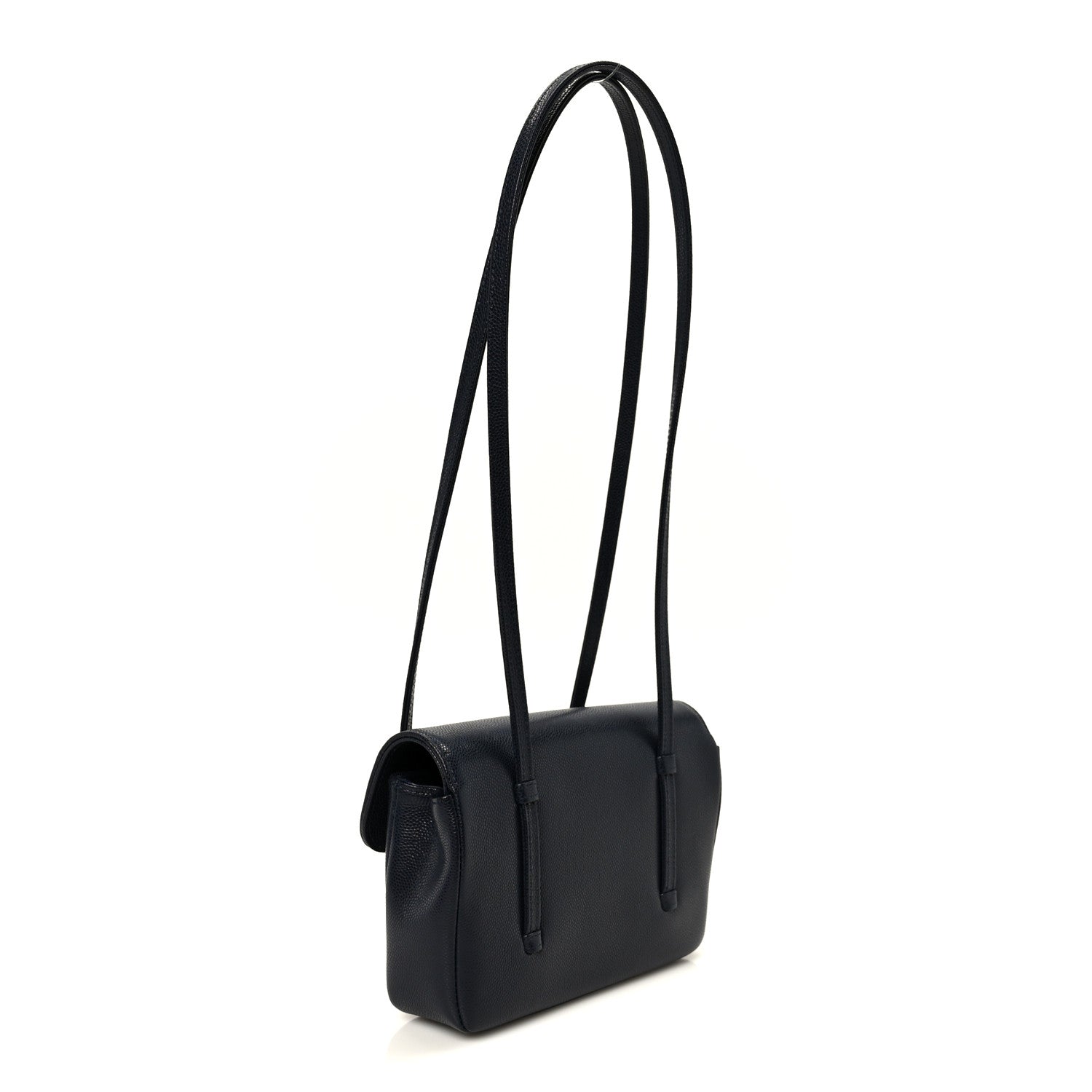 Shiny Caviar Mini Preppy Coco Shoulder Bag Dark Blue