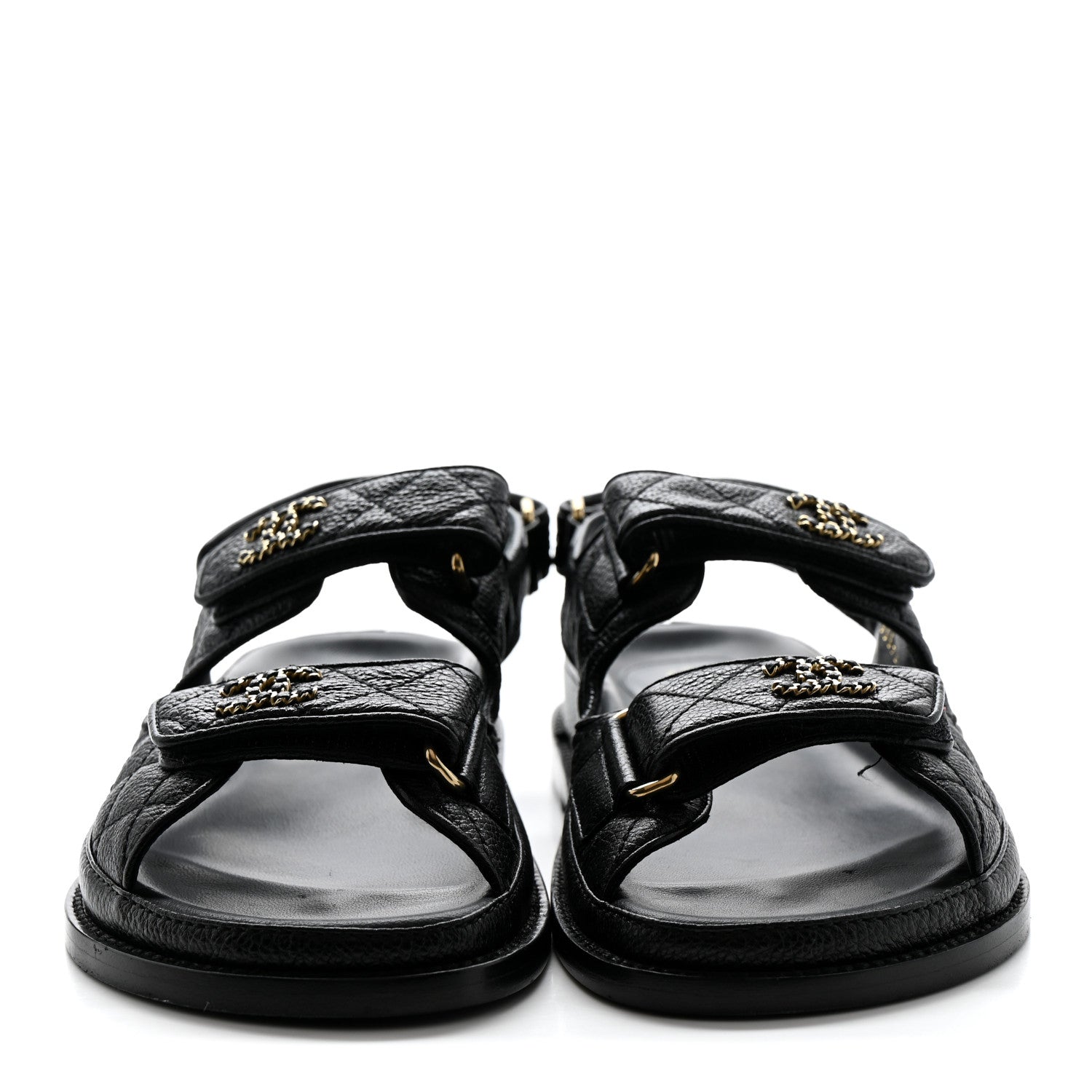 Grained Calfskin Velcro Dad Sandals 36.5 Black