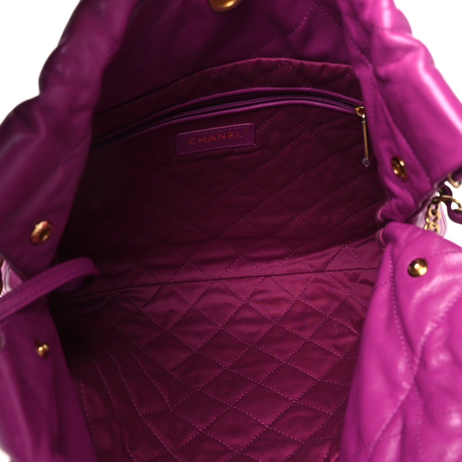 Shiny Calfskin Quilted Small Chanel 22 Fuchsia