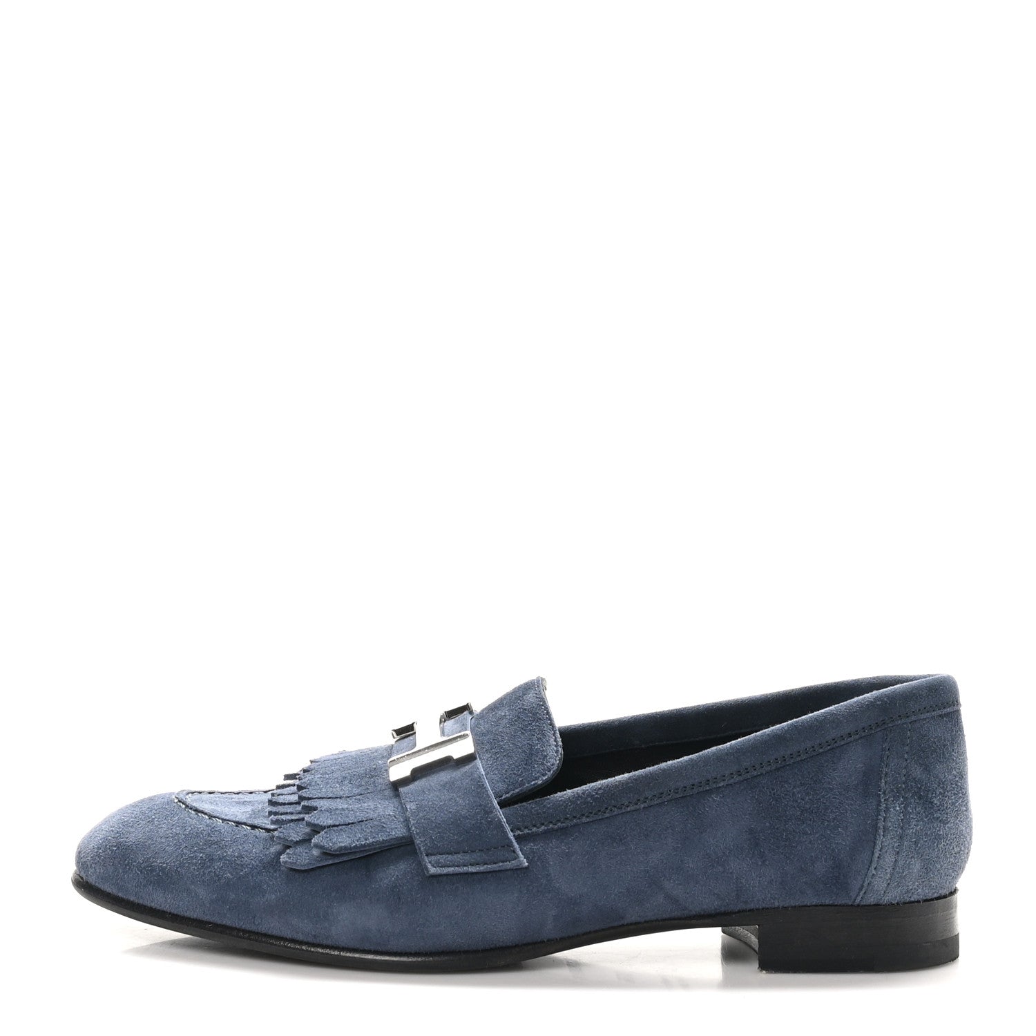 Suede Goatskin Womens Royal Loafers 35.5 Bleu Celeste