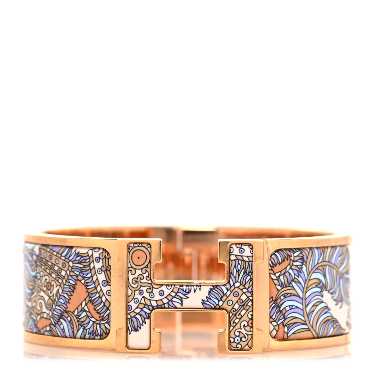 Enamel Printed Wide Sous L Egide De Mars Click Clac H Bracelet GM Lilas