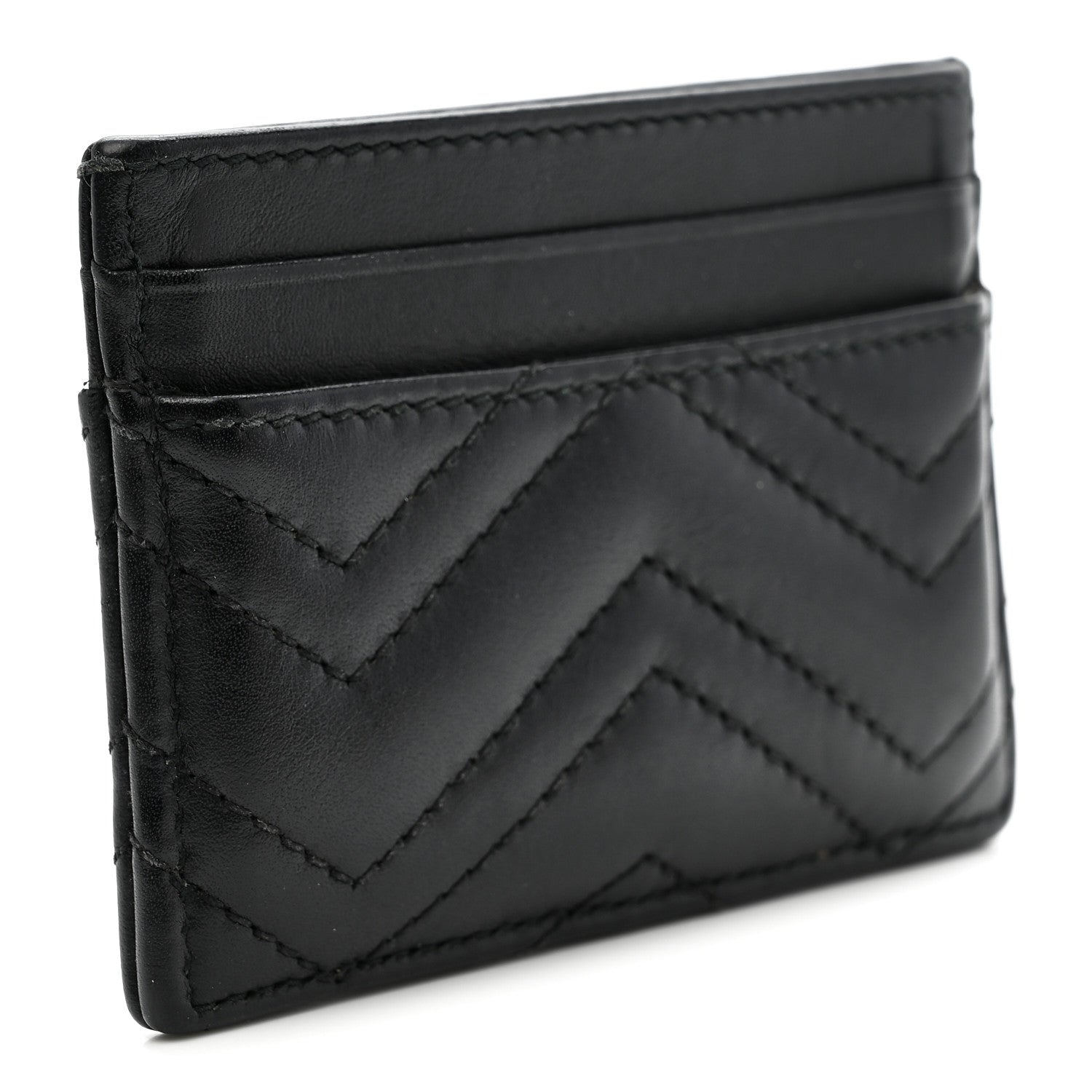 Calfskin Matelasse GG Marmont Card Holder Black