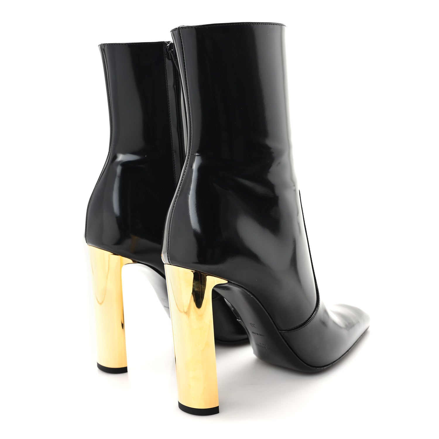 Patent Marilyn Ankle Zip Boot 38 Black Gold