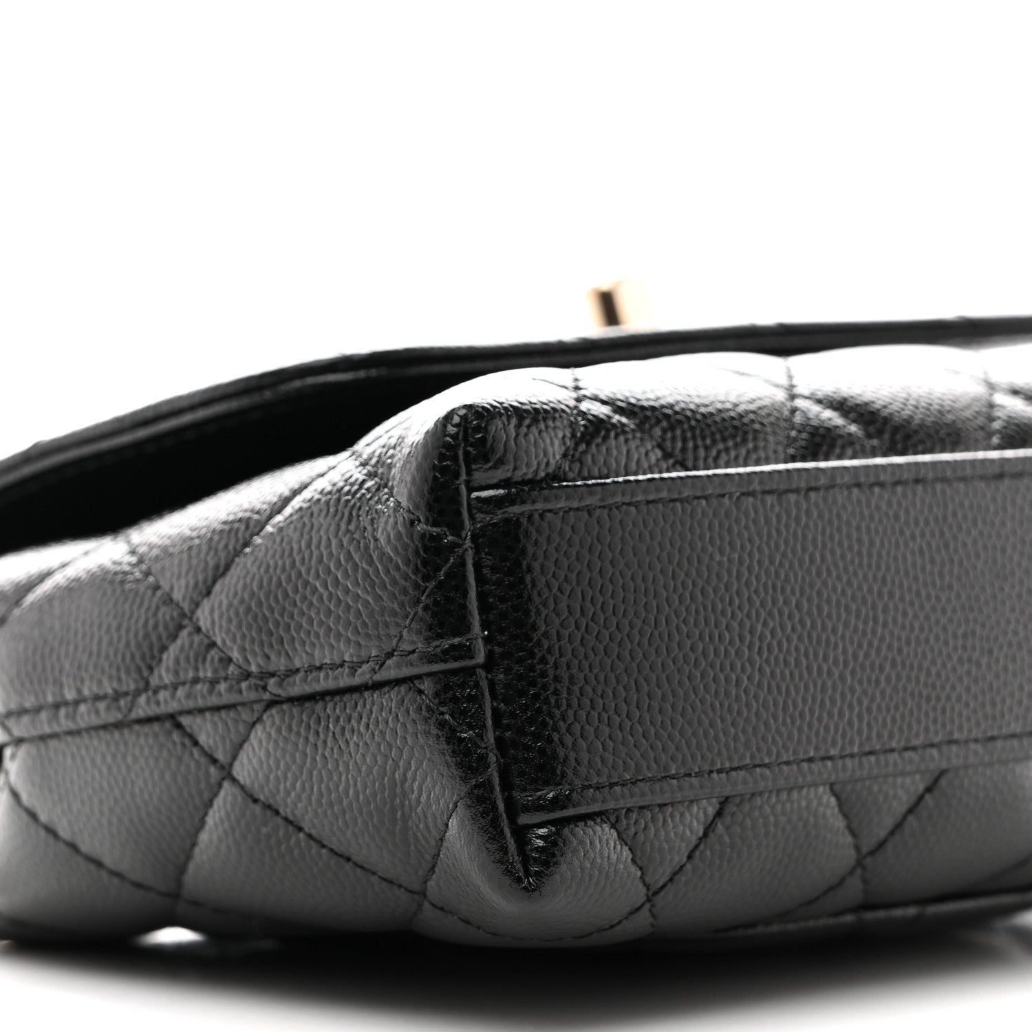 Caviar Quilted Coco Handle Clutch With Chain Black