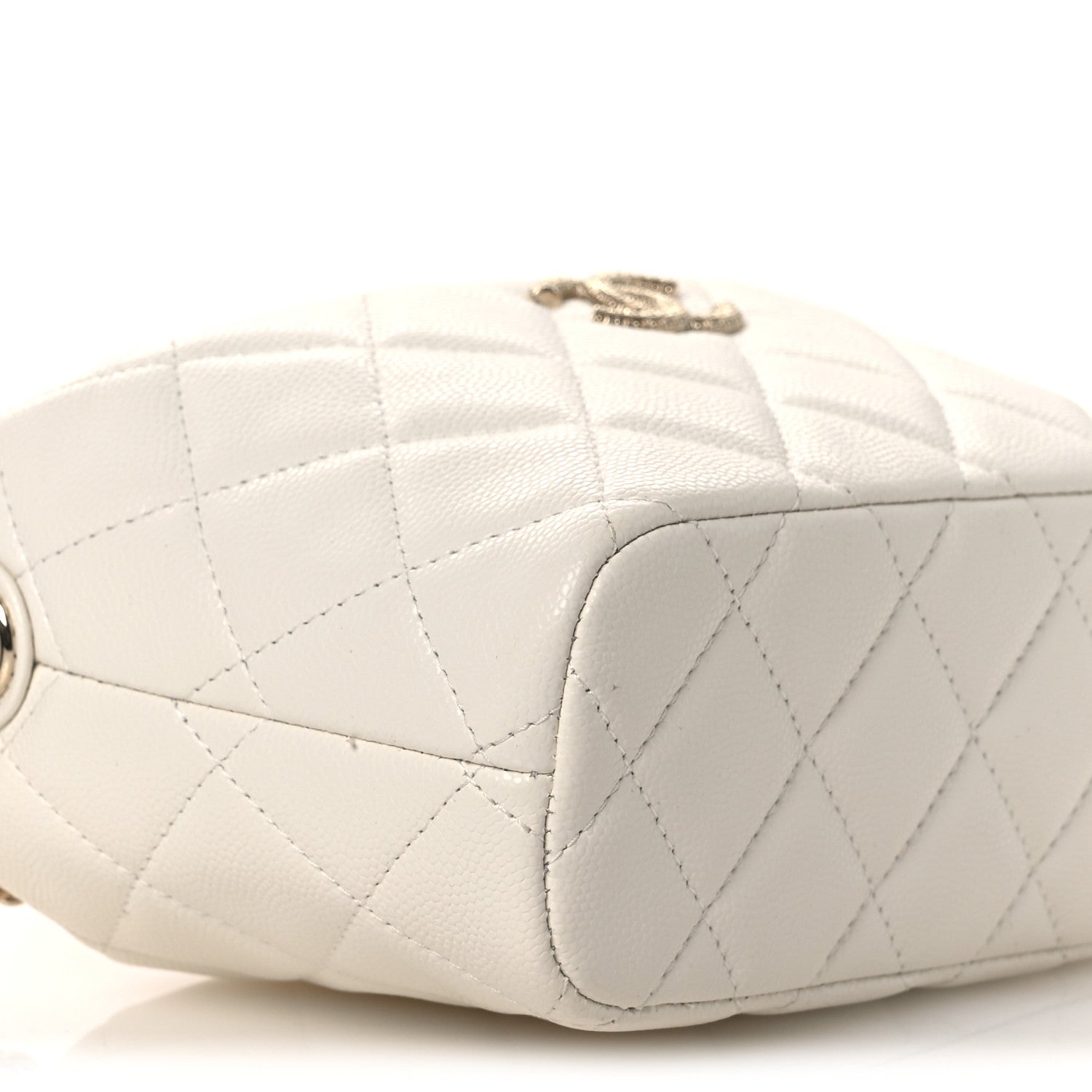 Caviar Quilted Hobo Clutch With Chain White
