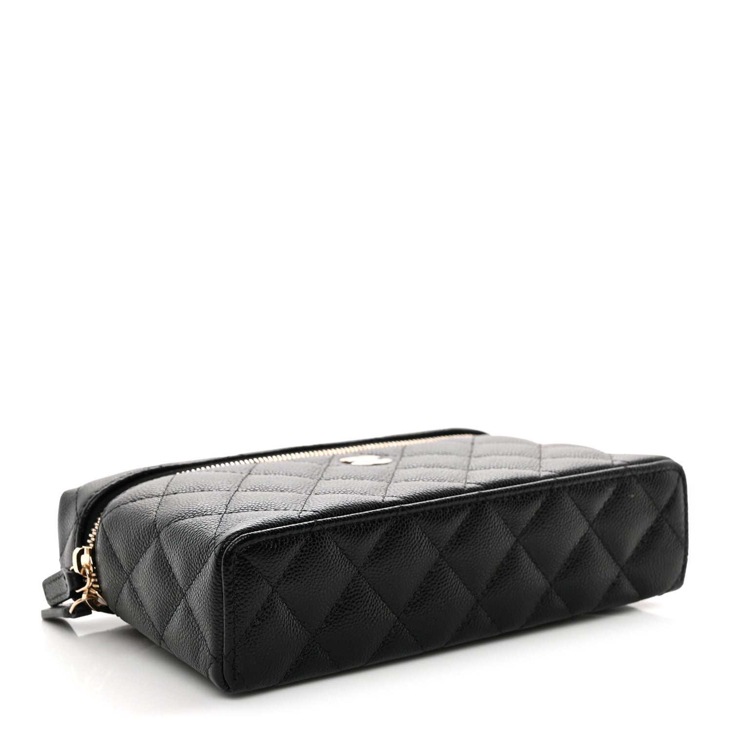 Caviar Quilted Top Handle Slim Vanity With Chain Black