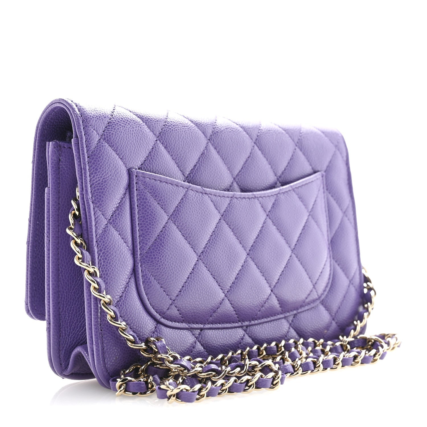 Caviar Quilted Wallet On Chain WOC Purple