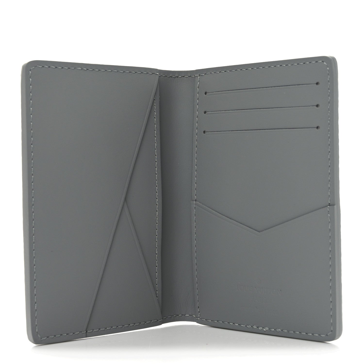Grained Calfskin Aerogram Pocket Organizer Gray