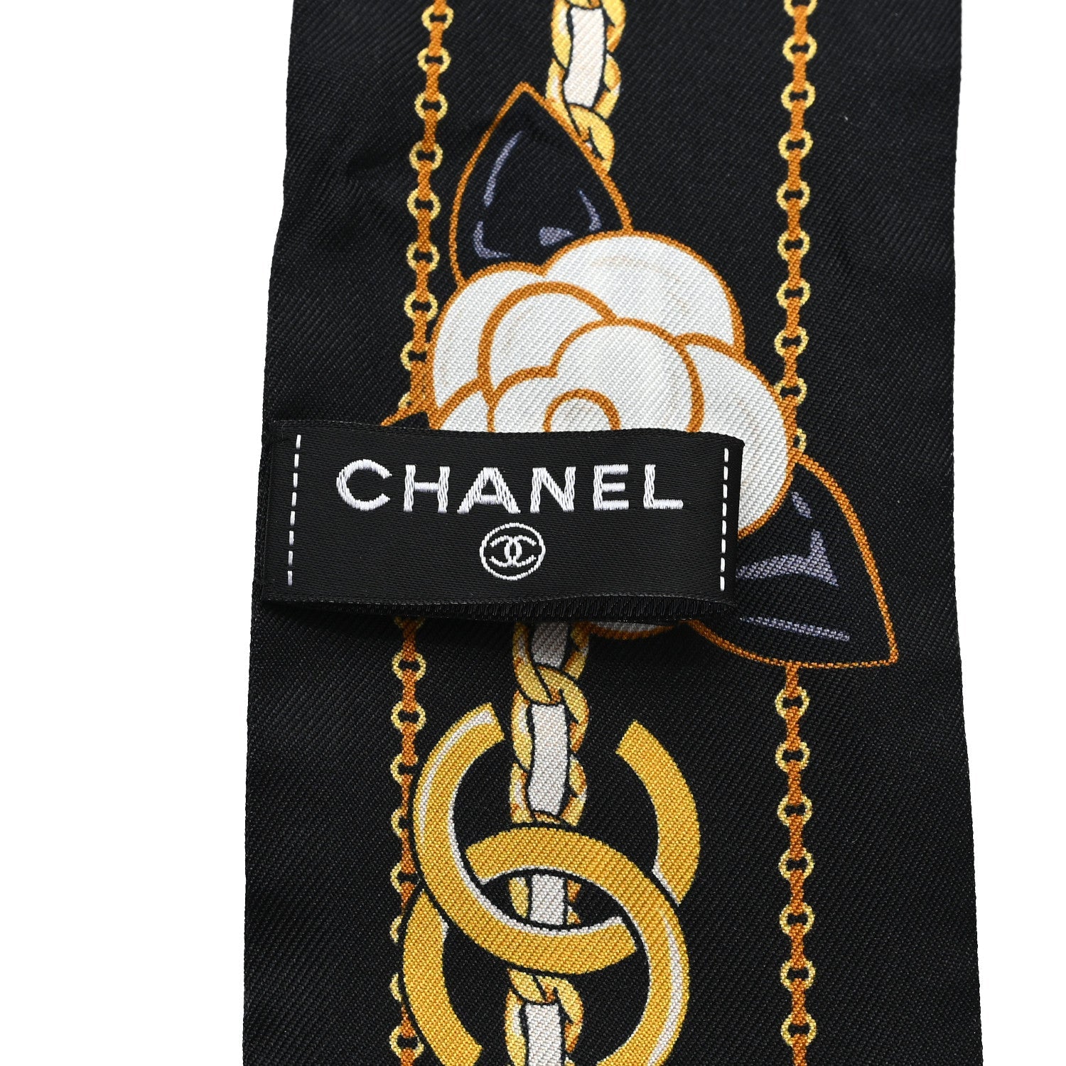 Silk CC Chain Slim Bandeau Black Gold
