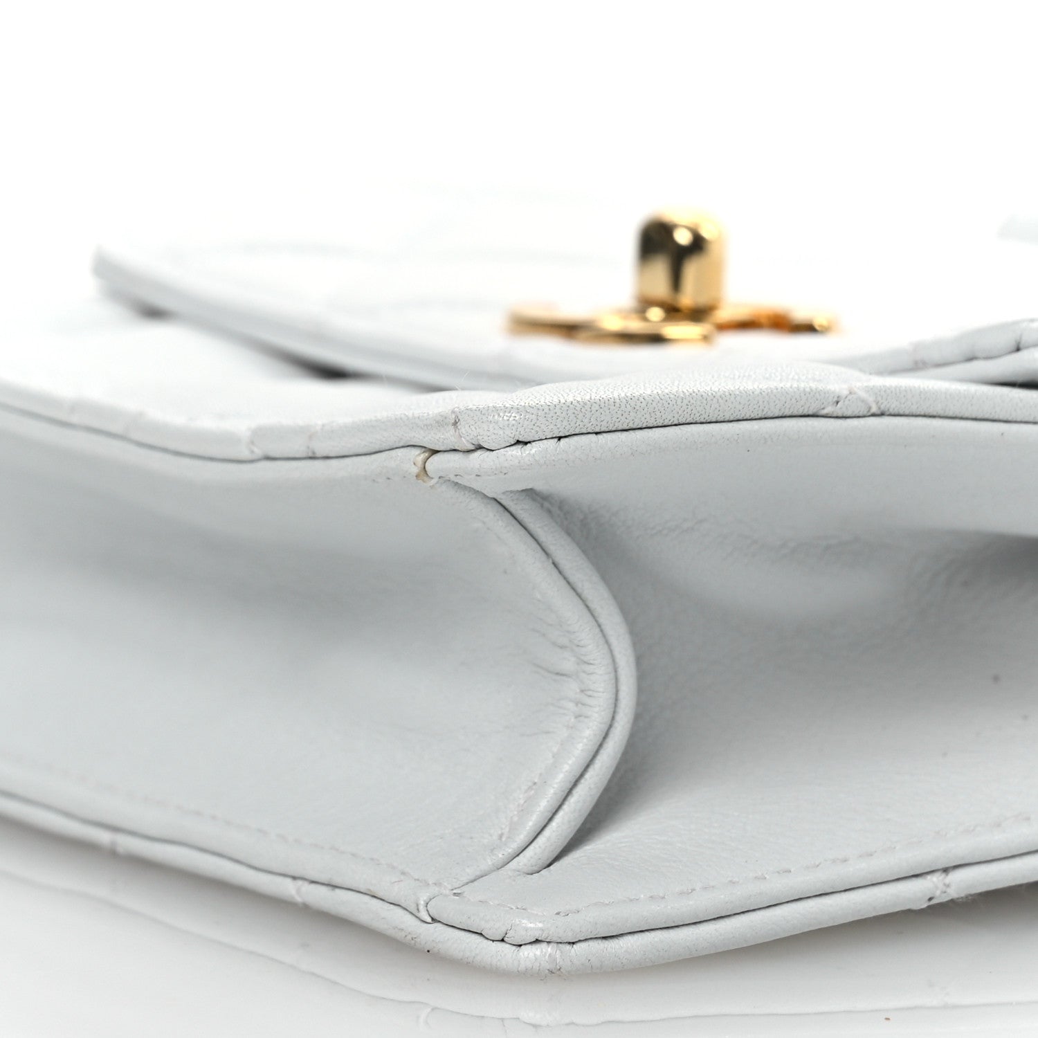 Lambskin Quilted Flap Waist Belt Bag 75 30 White