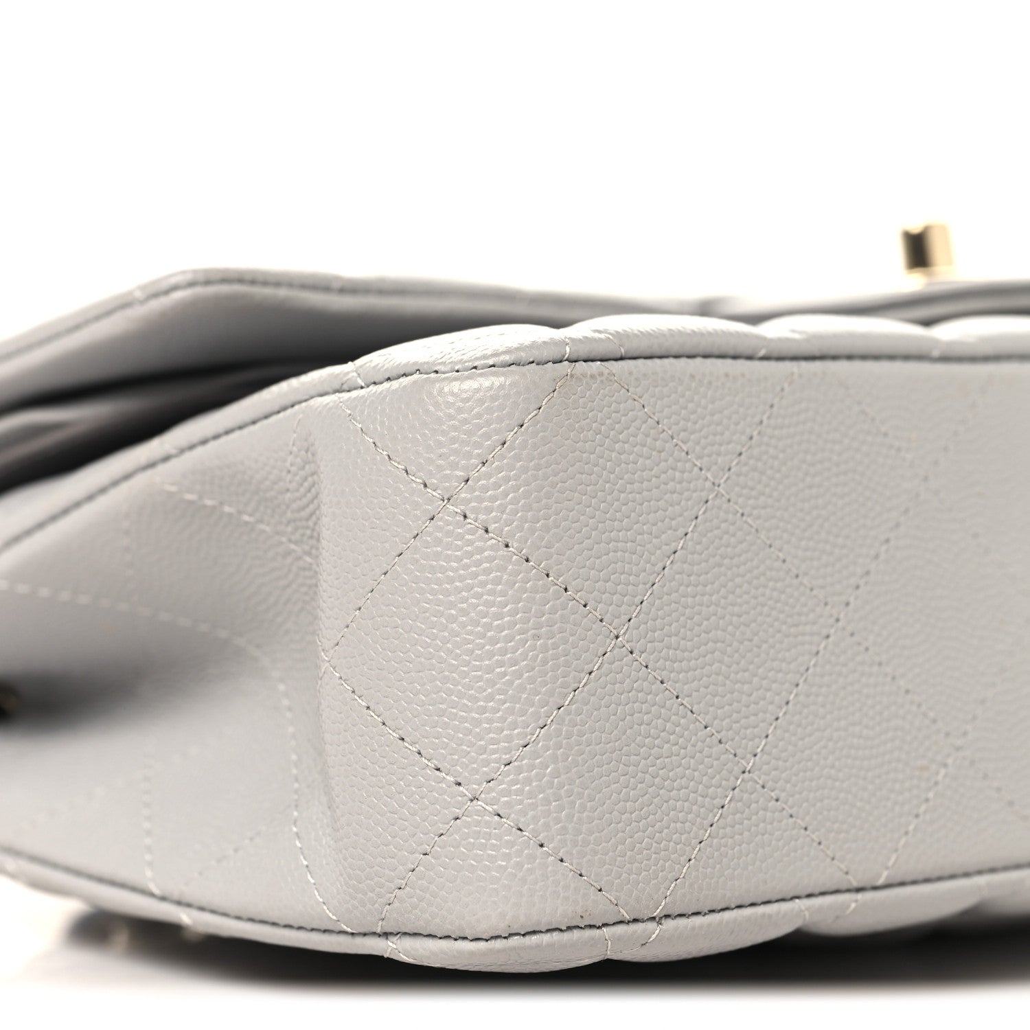 Caviar Quilted Medium Double Flap Grey
