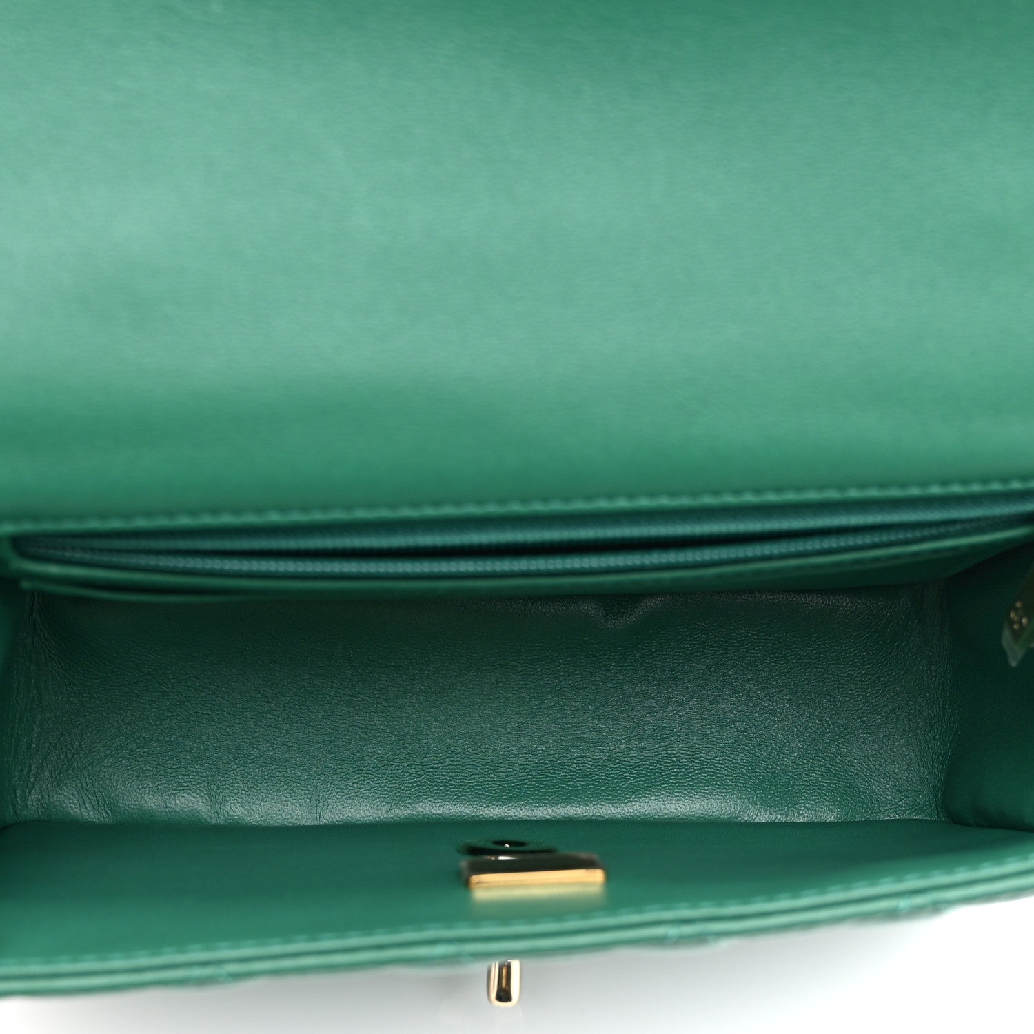 Lambskin Quilted Mini Top Handle Rectangular Flap Green