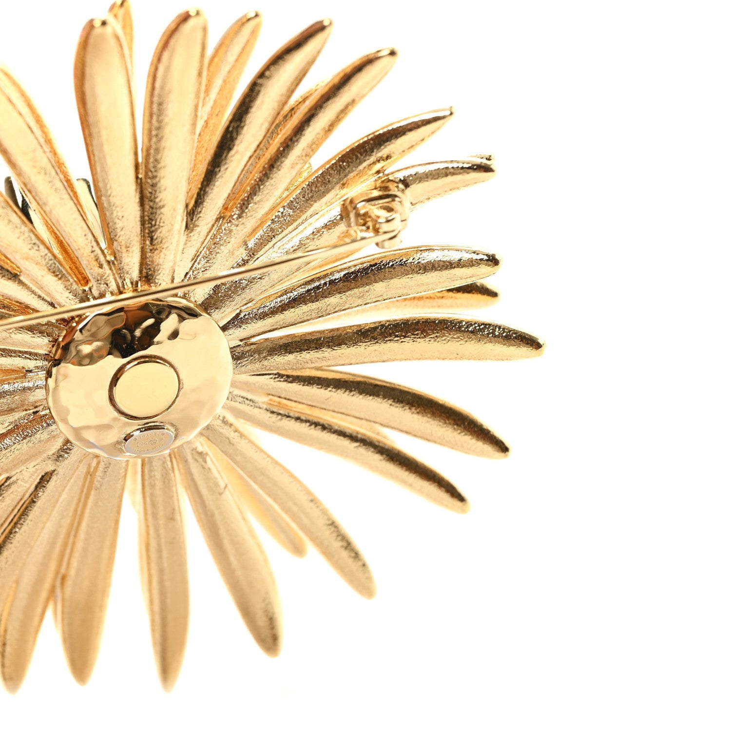 Metal Flower CC Brooch Gold