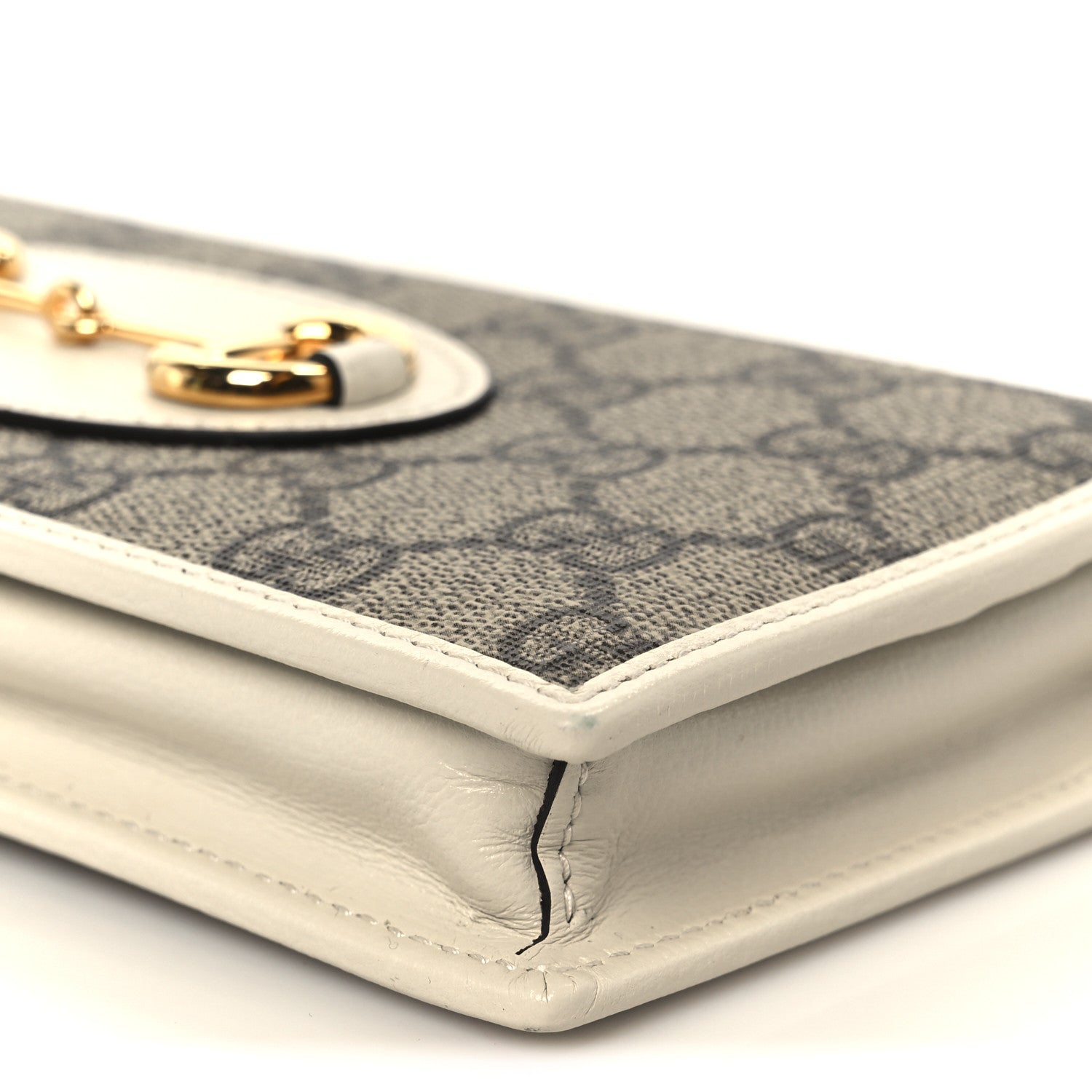 GG Supreme Monogram Azalea Calfskin Horsebit 1955 Wallet On Chain Beige Ebony Mystic White