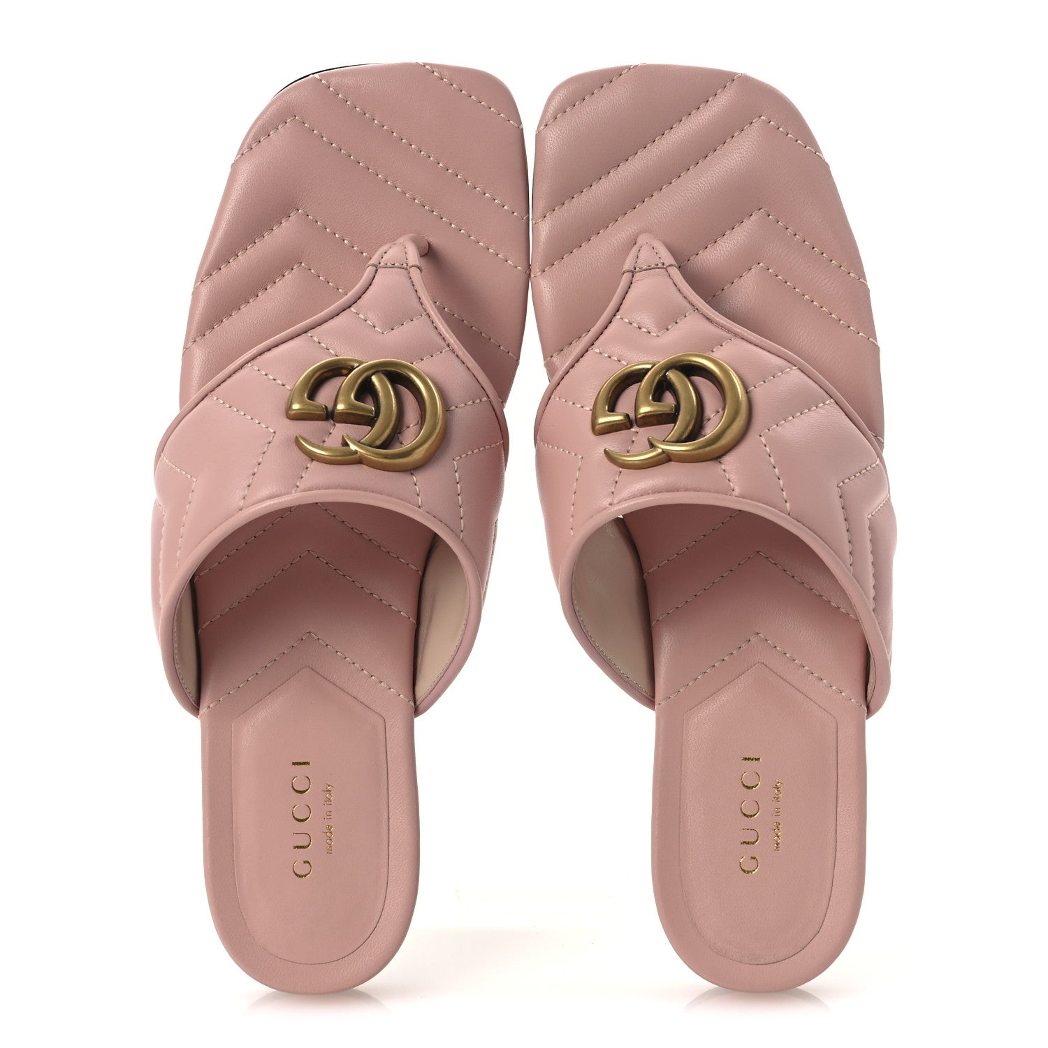 Nappa Charlotte Double G Marmont Thong Sandals 37 Perfect Pink