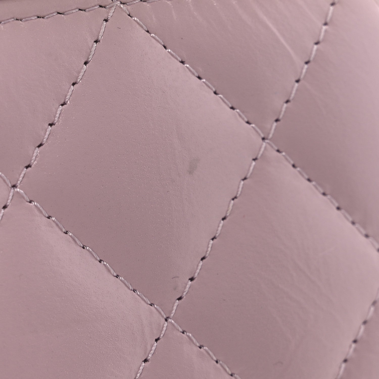Shiny Lambskin Quilted Top Handle Vanity Case With Chain Pink