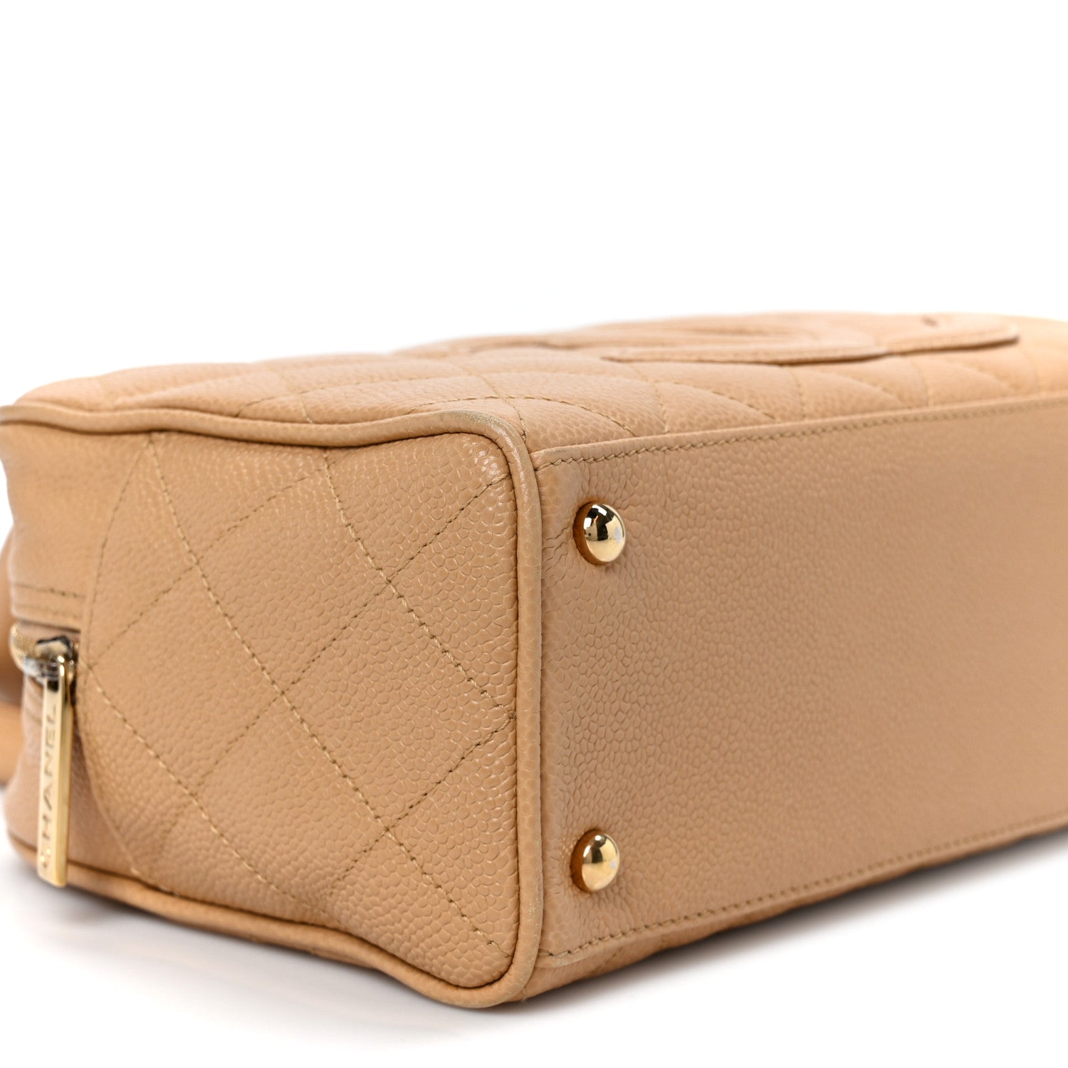 Caviar Quilted Small Bowler Beige
